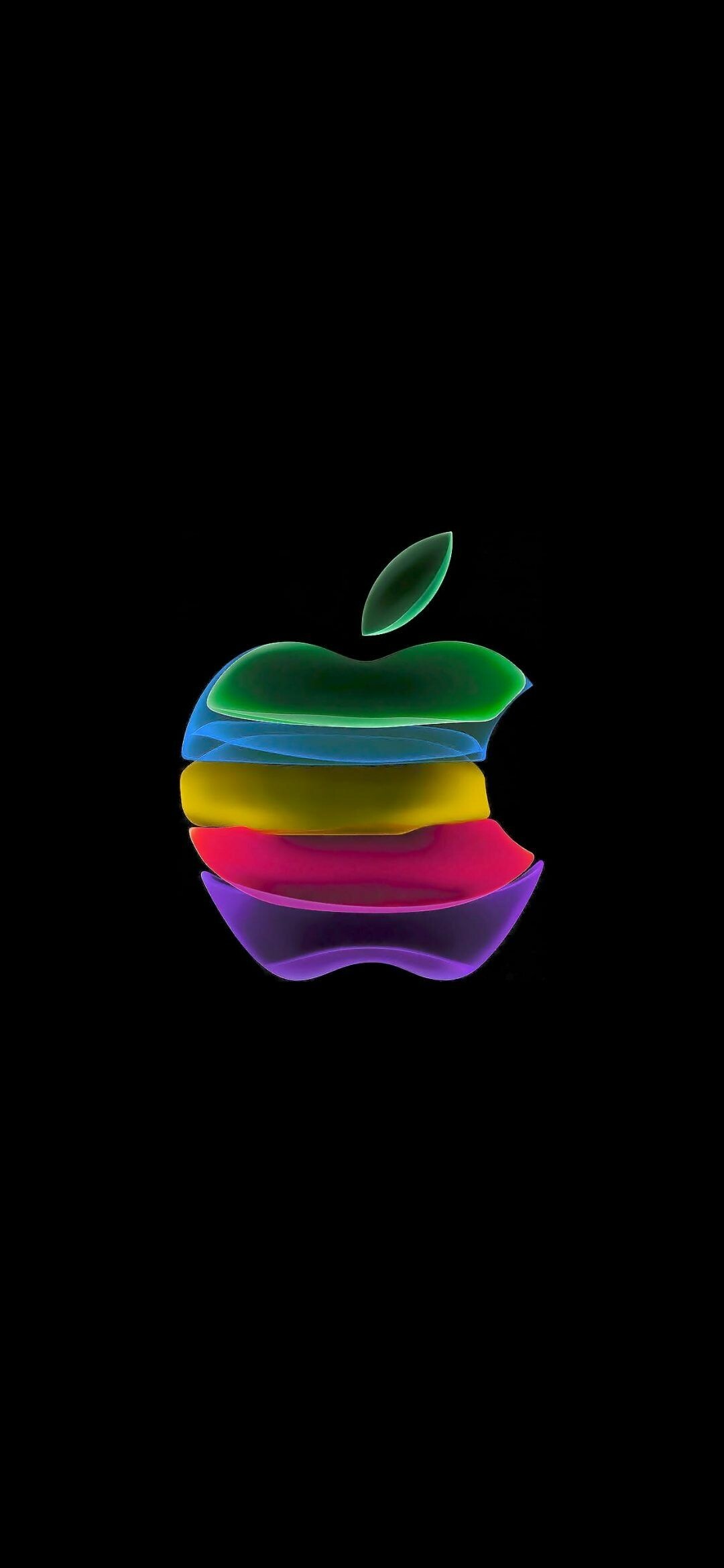 Apple Logo: Famous bitten fruit emblem, American multinational corporation. 1080x2340 HD Wallpaper.