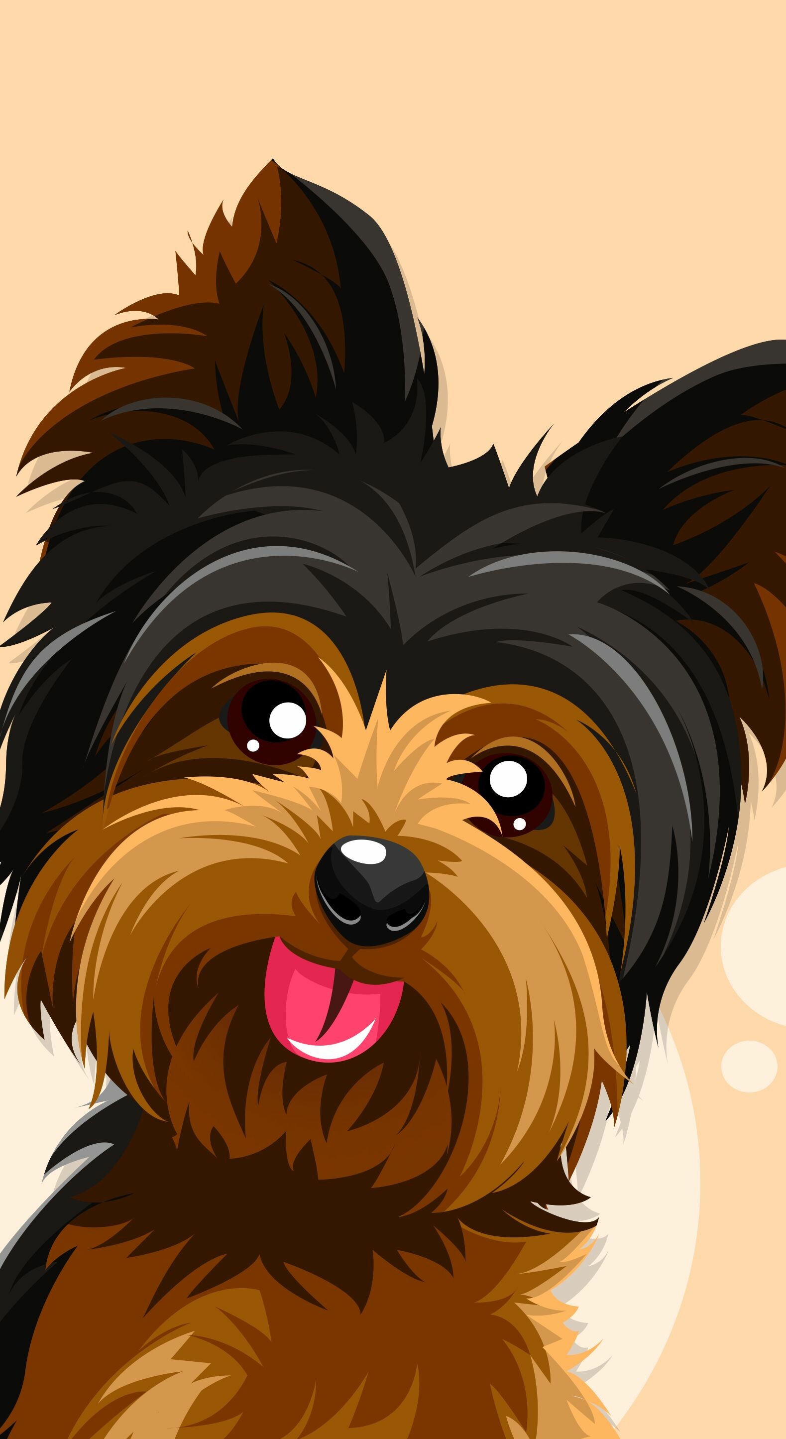 Yorkshire Terrier: Dog paintings, The breed is naturally smart and quick to learn. 1580x2890 HD Background.