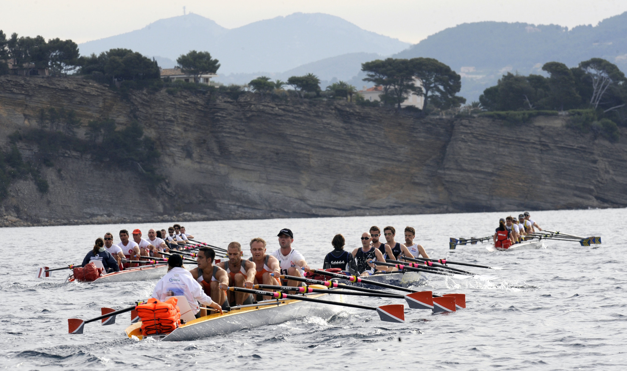 Rowing: An open-water lightweight coastal pulling in Los Angeles, An international water racing sports discipline. 2050x1220 HD Wallpaper.