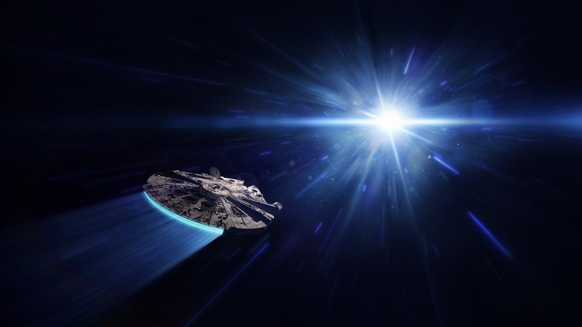 Millennium Falcon entering hyperspace, HD wallpaper, Star Wars spaceship, Epic image, 1920x1080 Full HD Desktop
