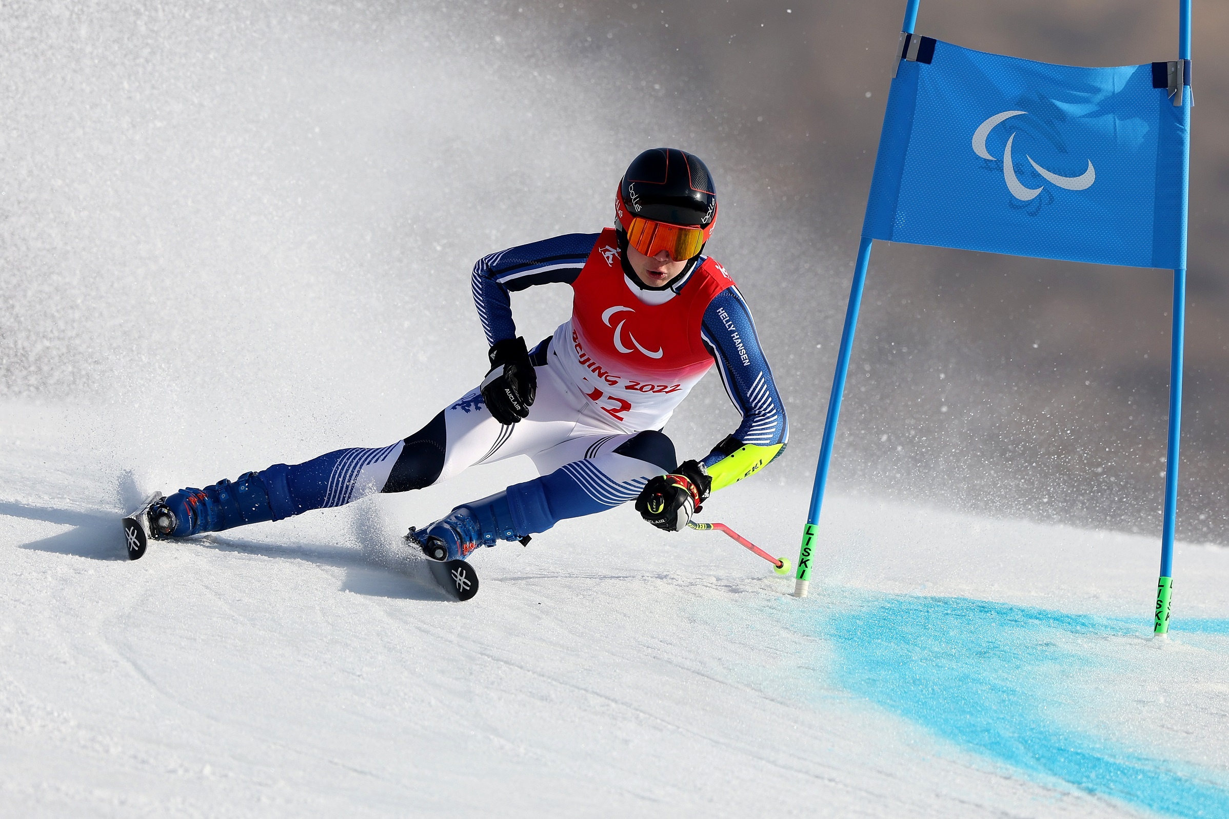 Alpine Skiing: Santeri Kiiveri, Finland's first Paralympic Alpine Skiing gold, Beijing 2022. 2400x1600 HD Background.