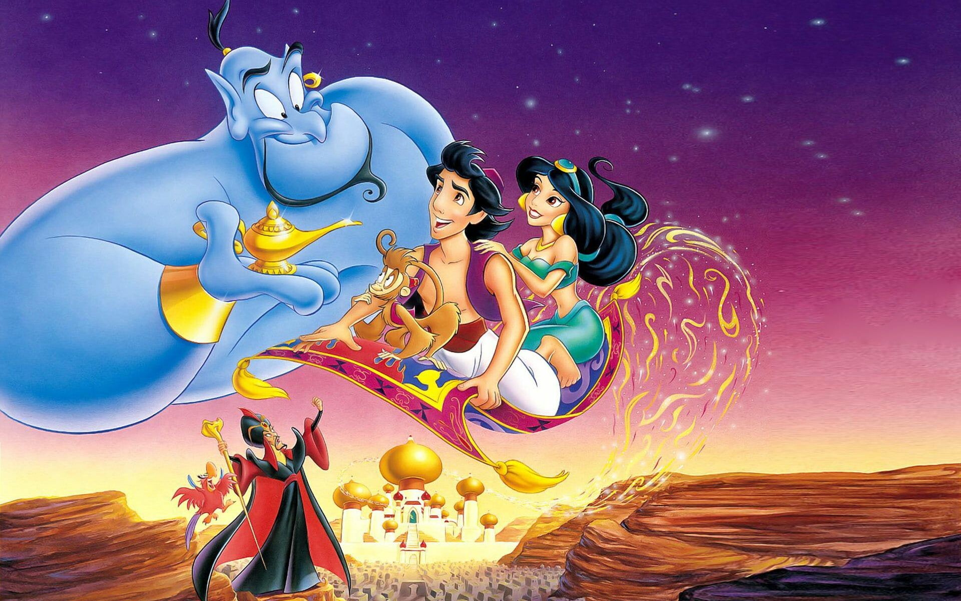 Aladdin (Cartoon): Cave of Wonders, The magic carpet, Disney animation. 1920x1200 HD Background.