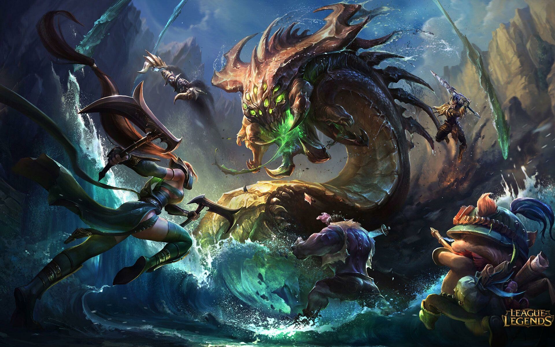 League of Legends: Each of the ten players controls a character, known as a "champion". 1920x1200 HD Wallpaper.