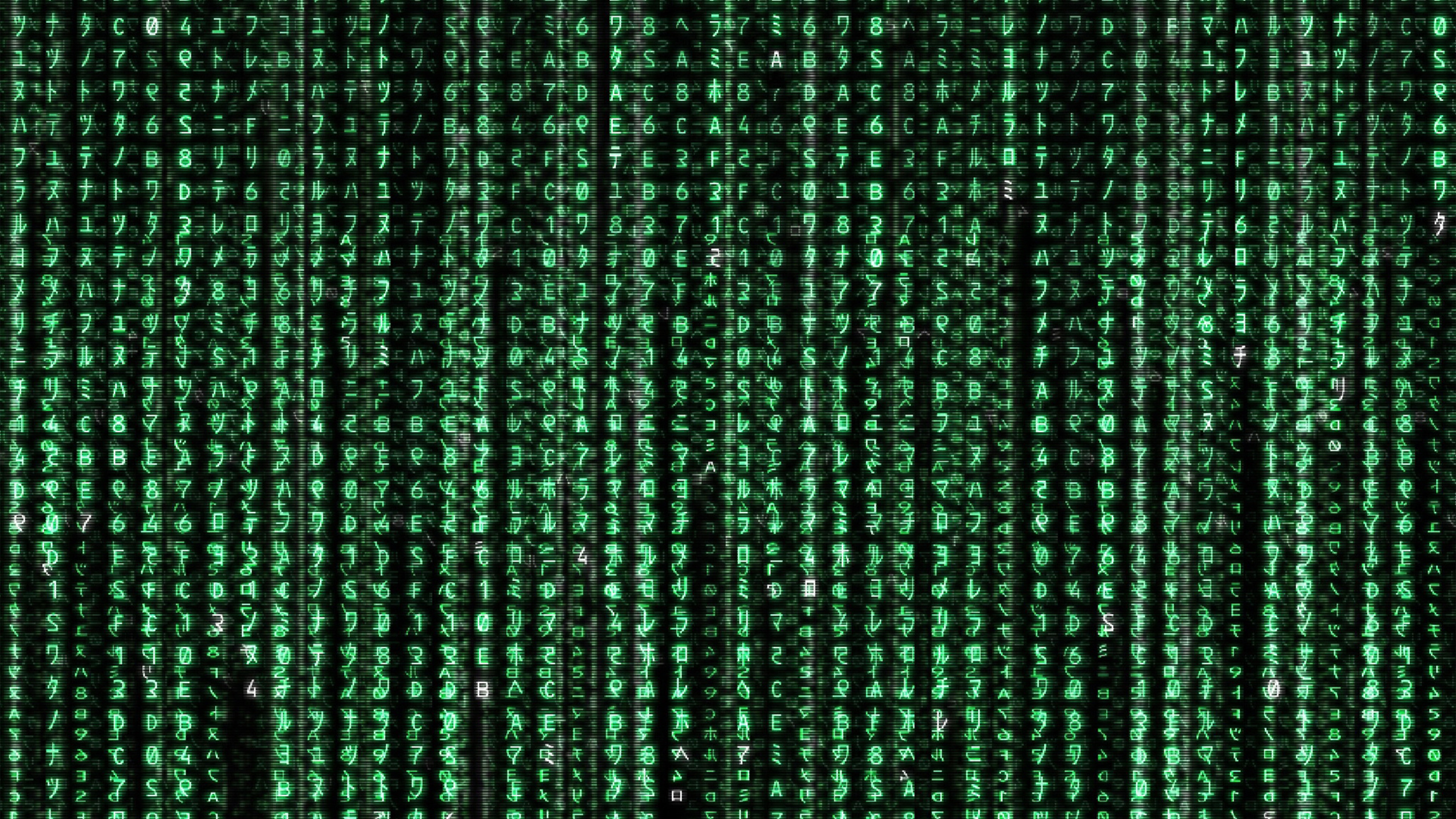 Matrix Franchise: Green rain, The computer code featured in the series. 3840x2160 4K Background.