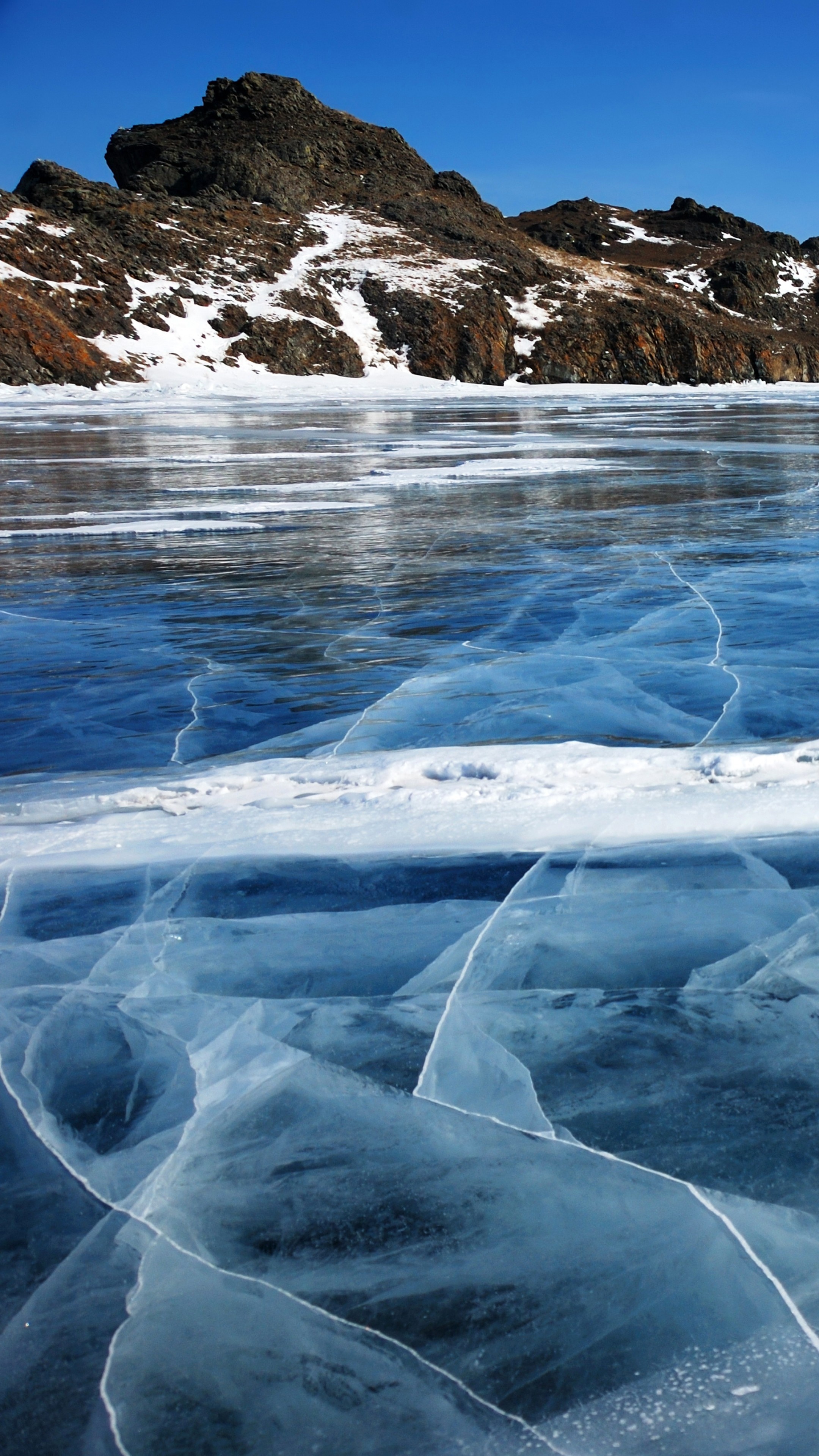 Ice lake wallpaper, Winter wonderland, Tranquil beauty, Serene mountain scenery, 2160x3840 4K Phone