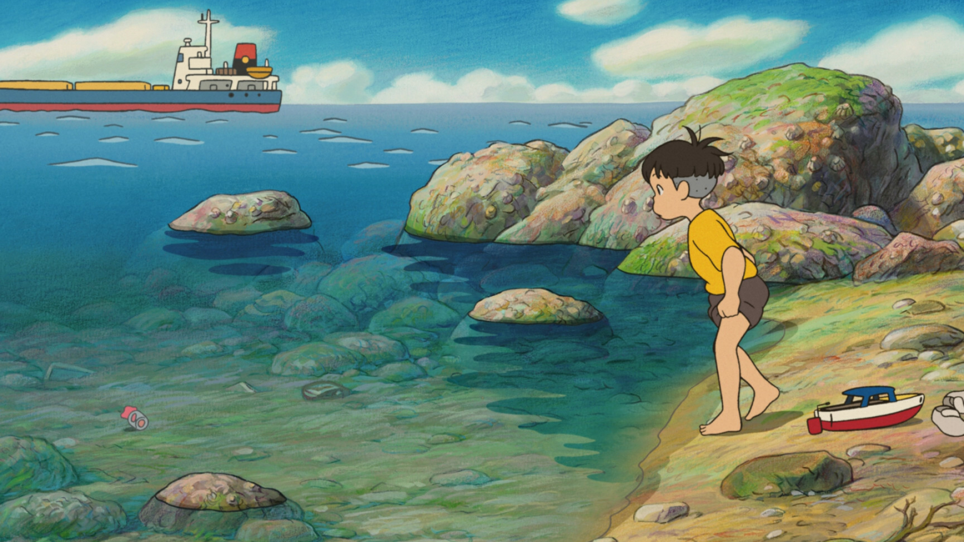 Ponyo: Hayao Miyazaki's anime, 2008, Ghibli. 1920x1080 Full HD Background.