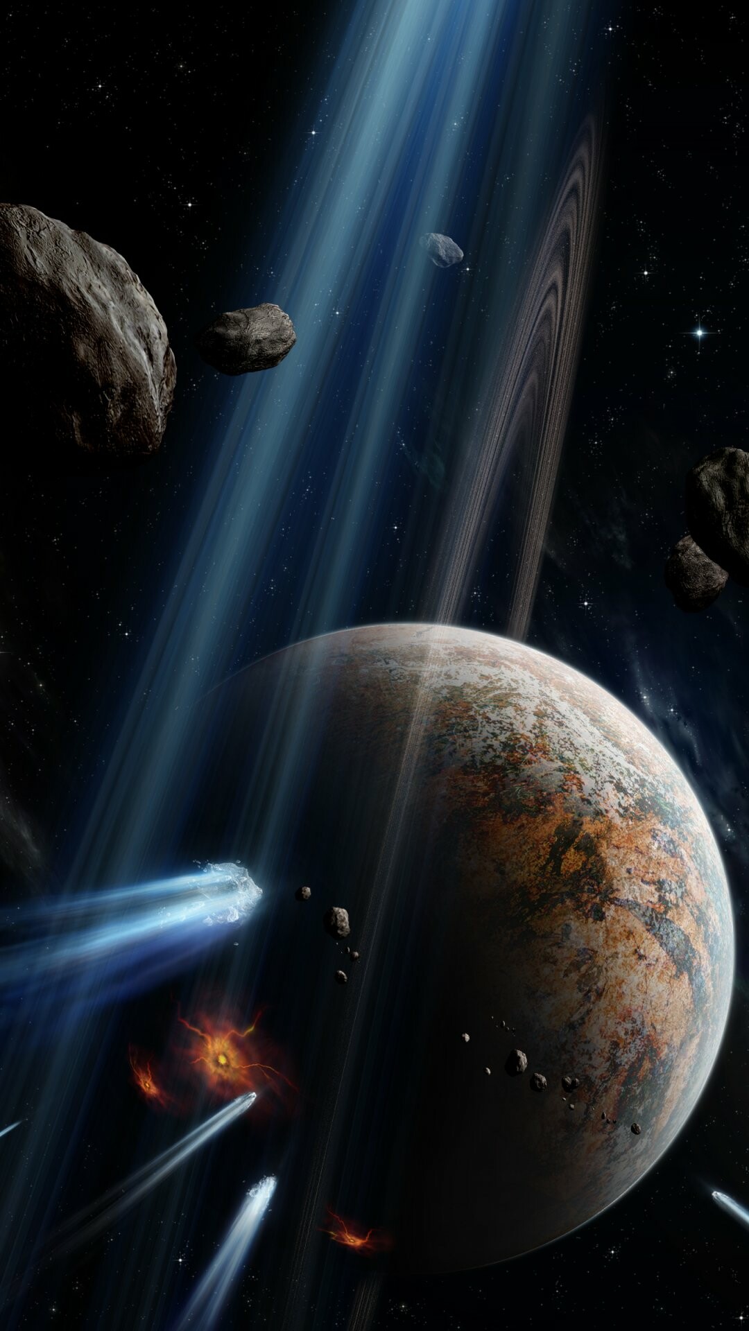 Meteor: Planets, Astronomical object, Comet and asteroid rock particles. 1080x1920 Full HD Wallpaper.