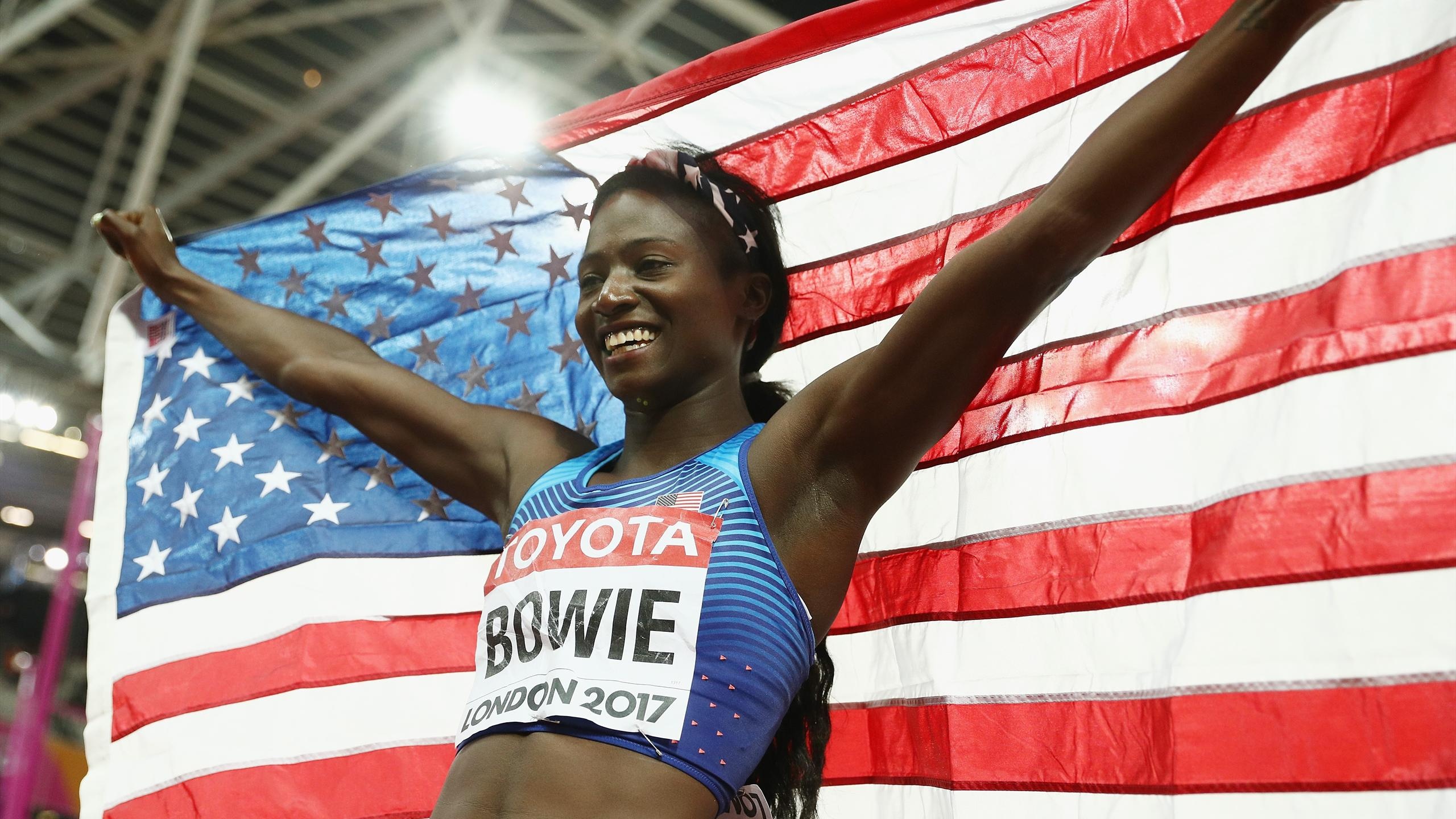 Tori Bowie, Gold medalist, Sensational run, 100m final, 2560x1440 HD Desktop