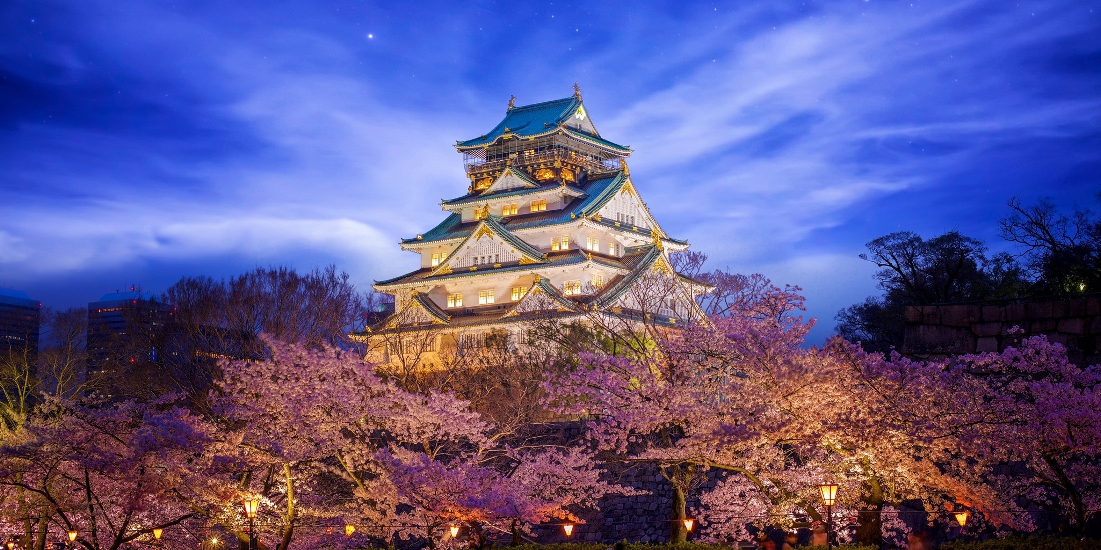 Osaka Castle, HD wallpaper, Background image, 2200x1100 Dual Screen Desktop