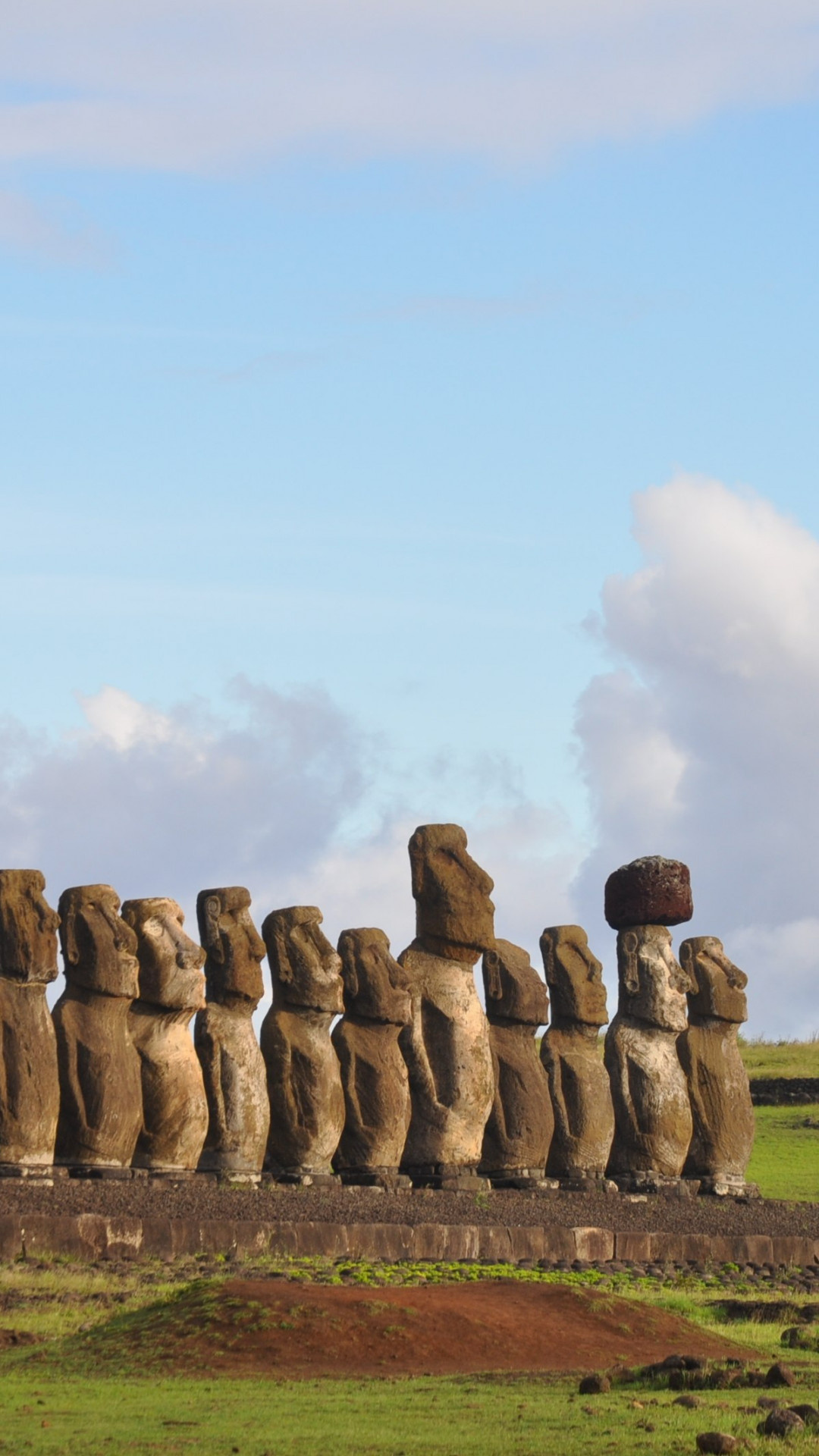 Ahu Tongariki's grandeur, Desktop wallpaper, Serene Rapa Nui, Baltana, 1080x1920 Full HD Phone