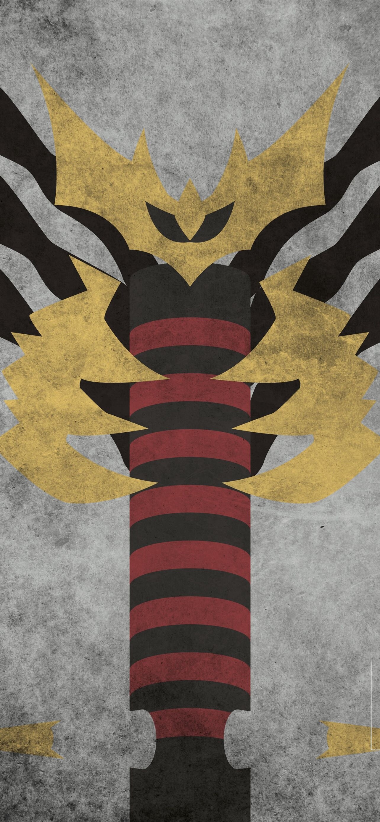 Giratina: Large, gray, draconic Pokemon, Red horizontal stripes, A signature move, called Shadow Force. 1290x2780 HD Background.