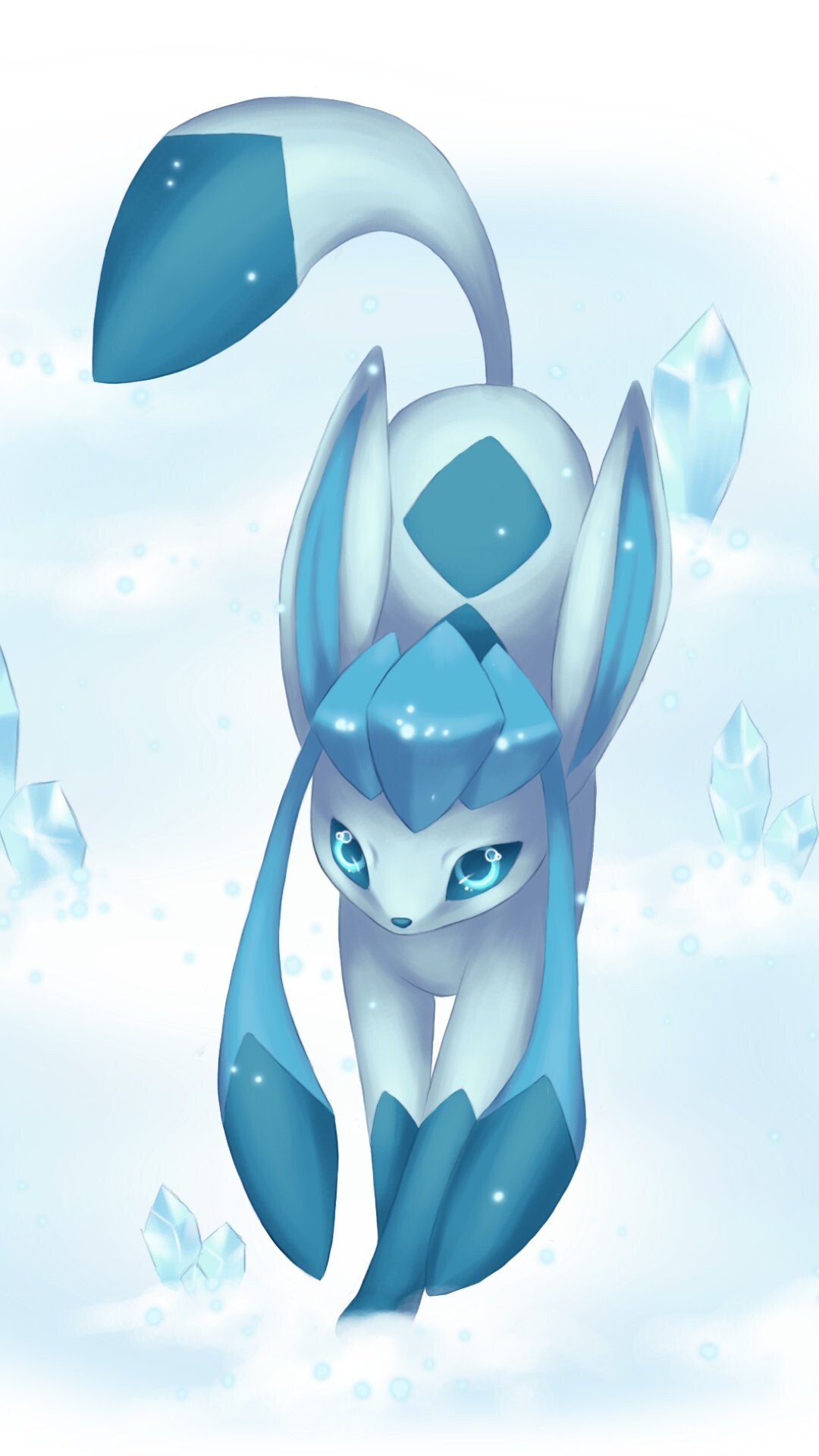 Glaceon: Pokemon appearing at ski resort, Enamoring the victims through their captivating beauty. 1080x1920 Full HD Wallpaper.