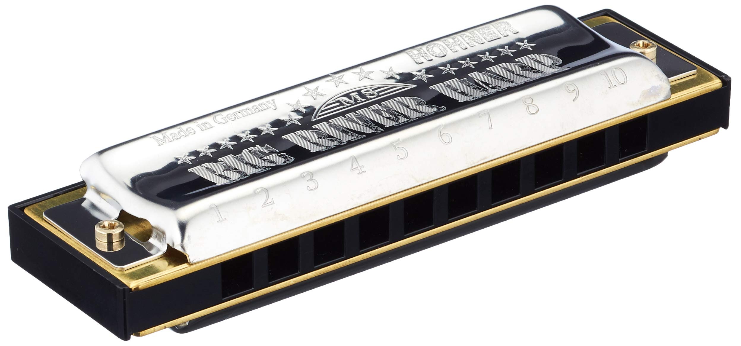 Harmonica: Big River Harp, 10-Hole Type, Column Of Air Set Into Vibration By The Player Blowing, MS, Made In Germany. 2500x1170 Dual Screen Wallpaper.