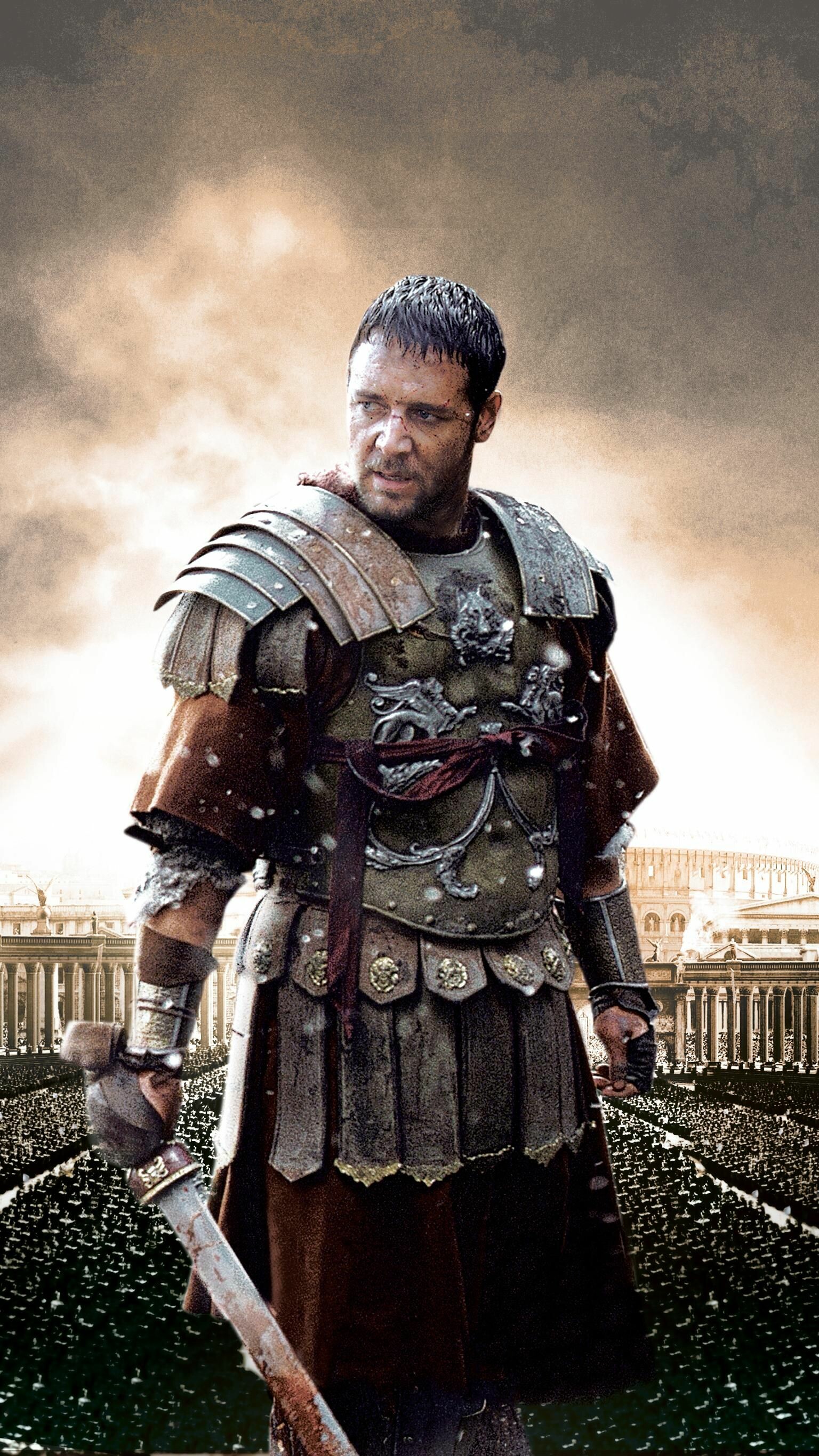 Gladiator: Russell Crowe as Maximus Decimus Meridius, A Hispano-Roman legatus. 1540x2740 HD Background.