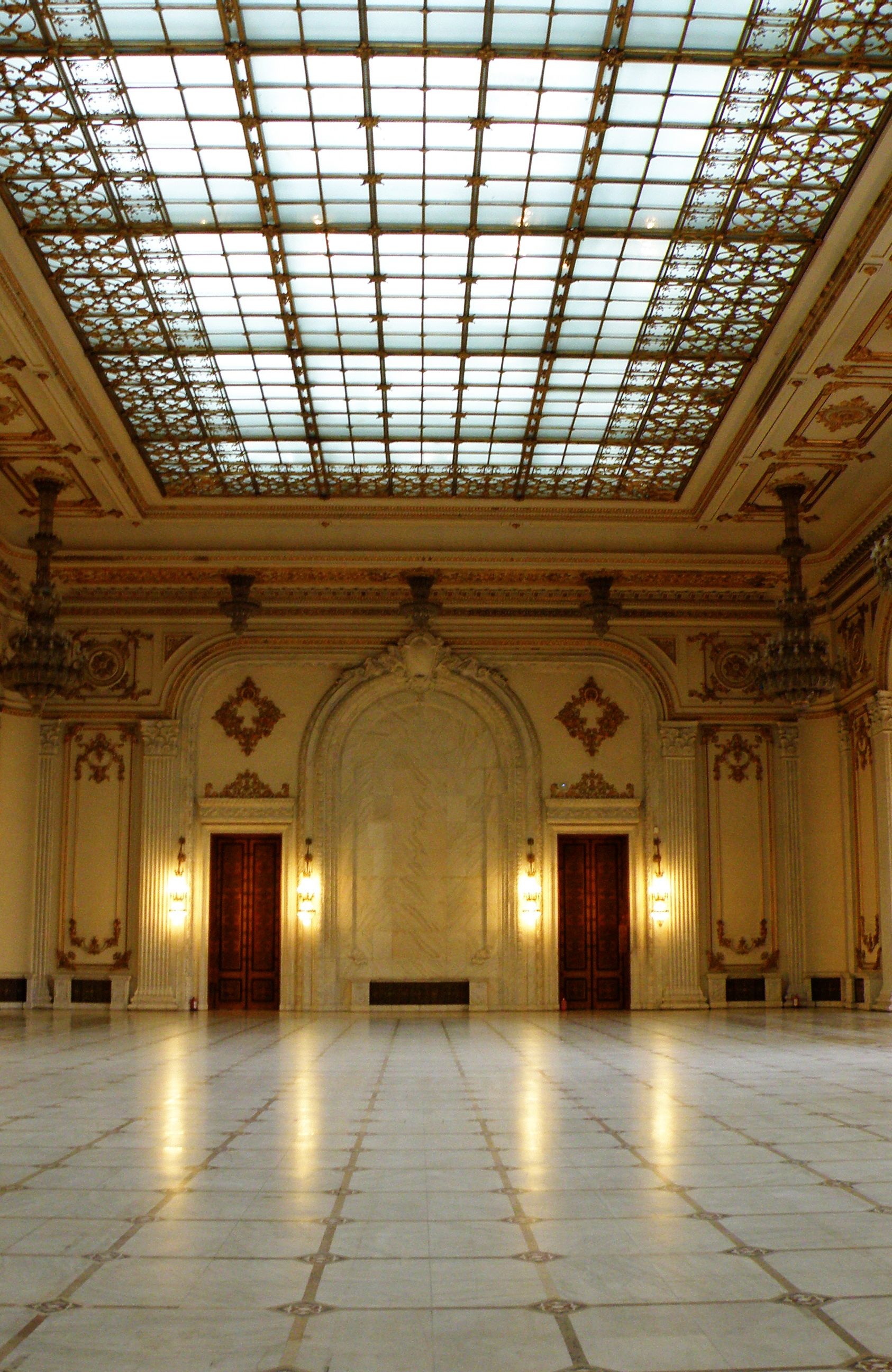 Palace of Parliament, Photographic artwork, Romanian landmark, Reflective image, 1690x2600 HD Phone