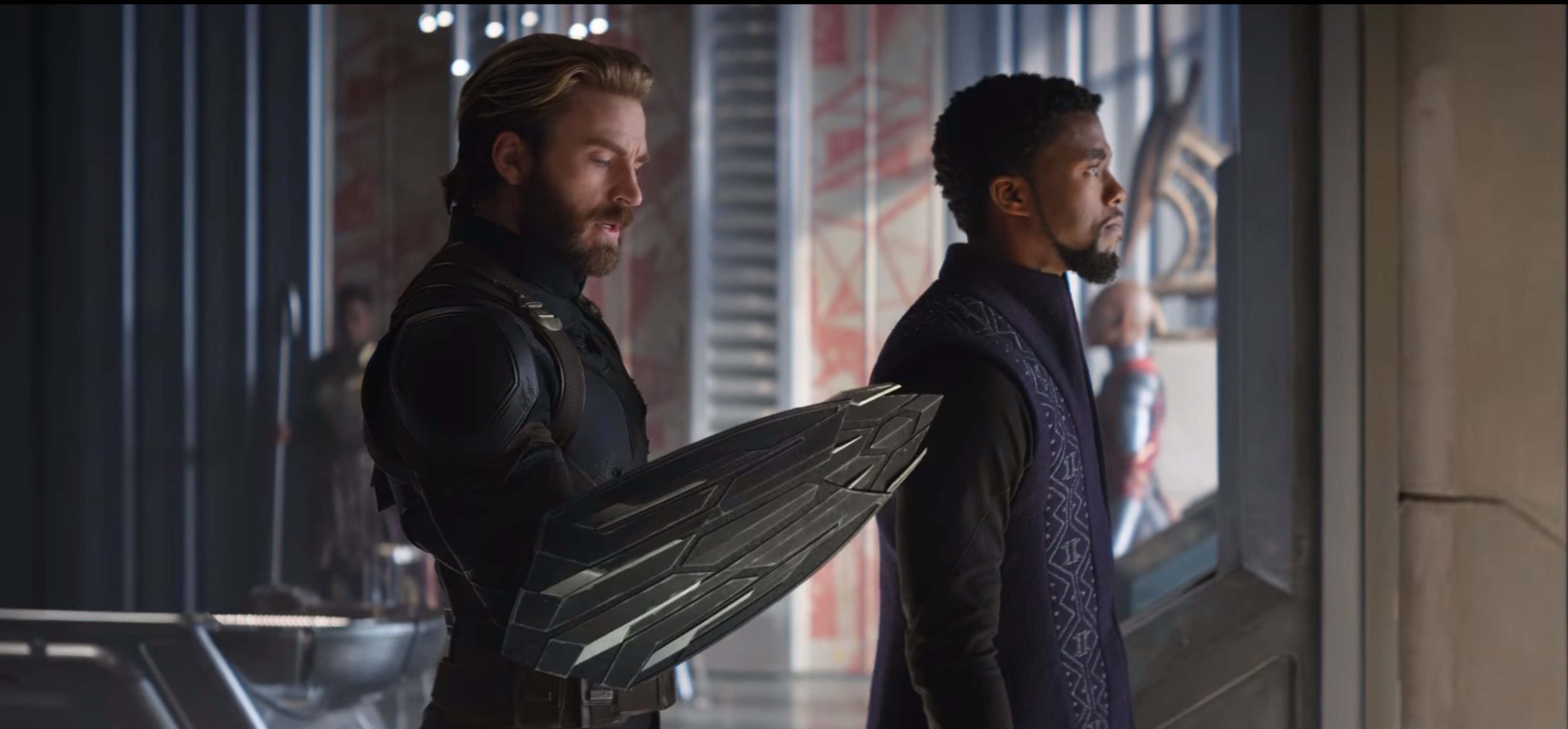 T'Challa, Captain America team-up, Avengers Infinity War, HD wallpaper, 3290x1530 Dual Screen Desktop