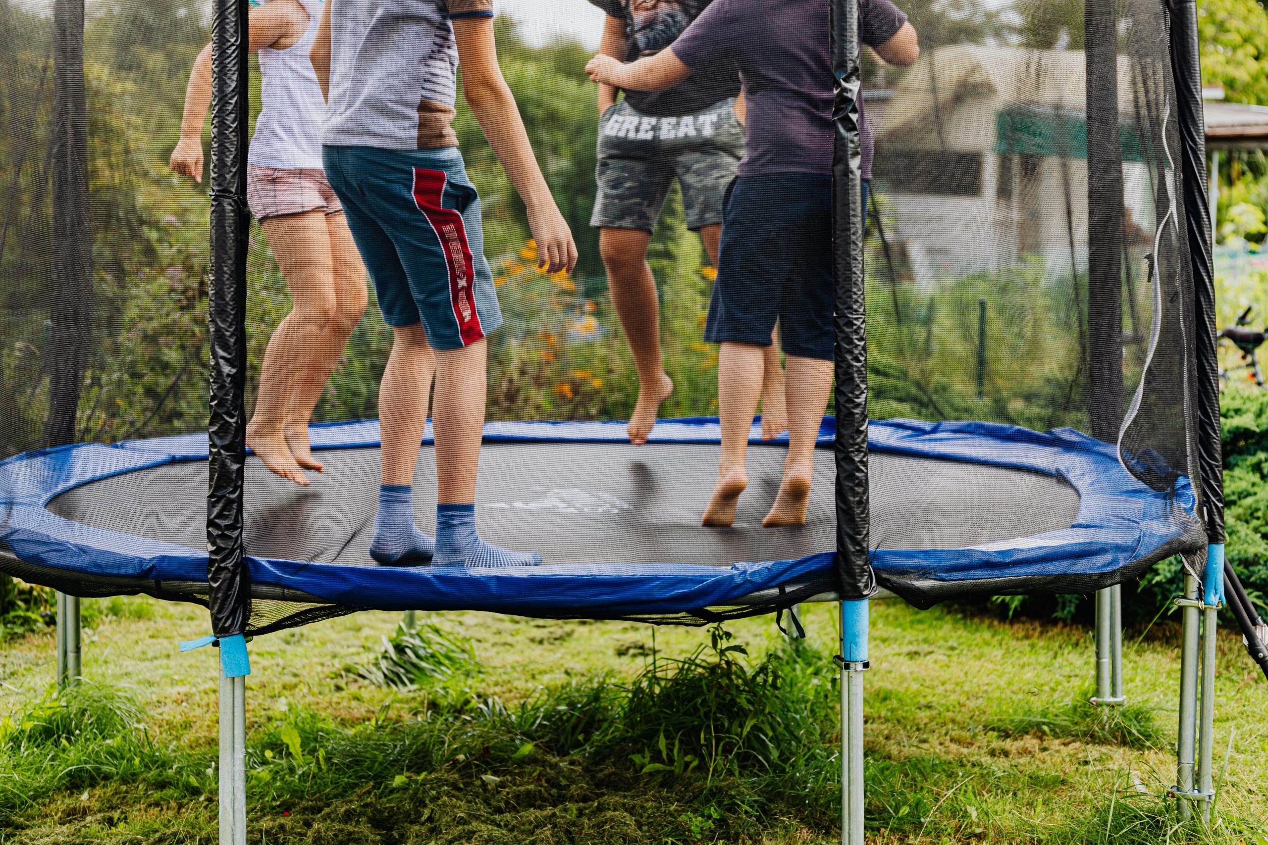 Trampolining: A backyard trampoline, A recreational outdoor activity and an active sport. 2560x1710 HD Wallpaper.
