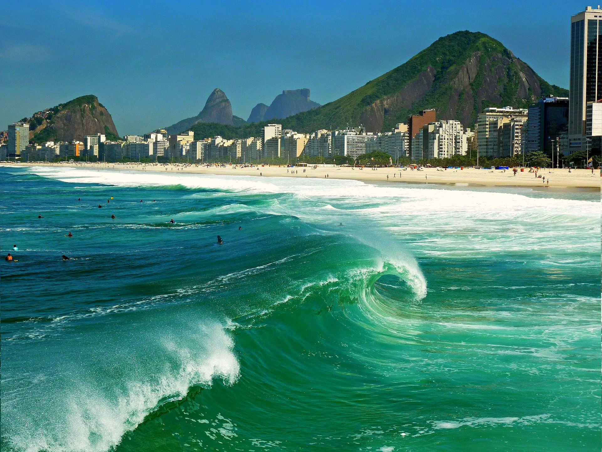 Rio de Janeiro waves, Copacabana surfing, Vibrant beach, HD wallpapers, 1920x1440 HD Desktop