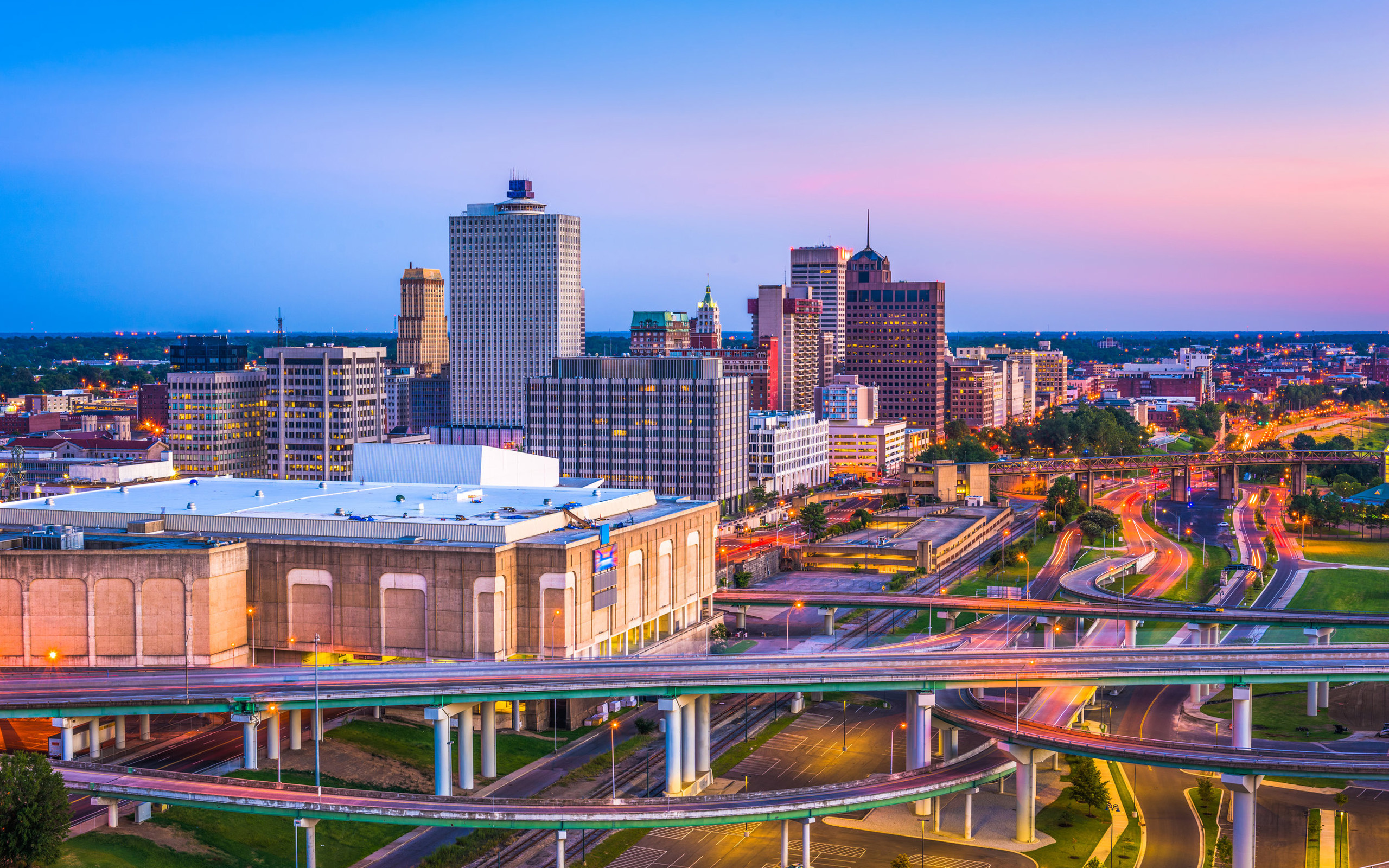 Memphis travels, Memphis 4k sunset, modern buildings, American cities, 2560x1600 HD Desktop