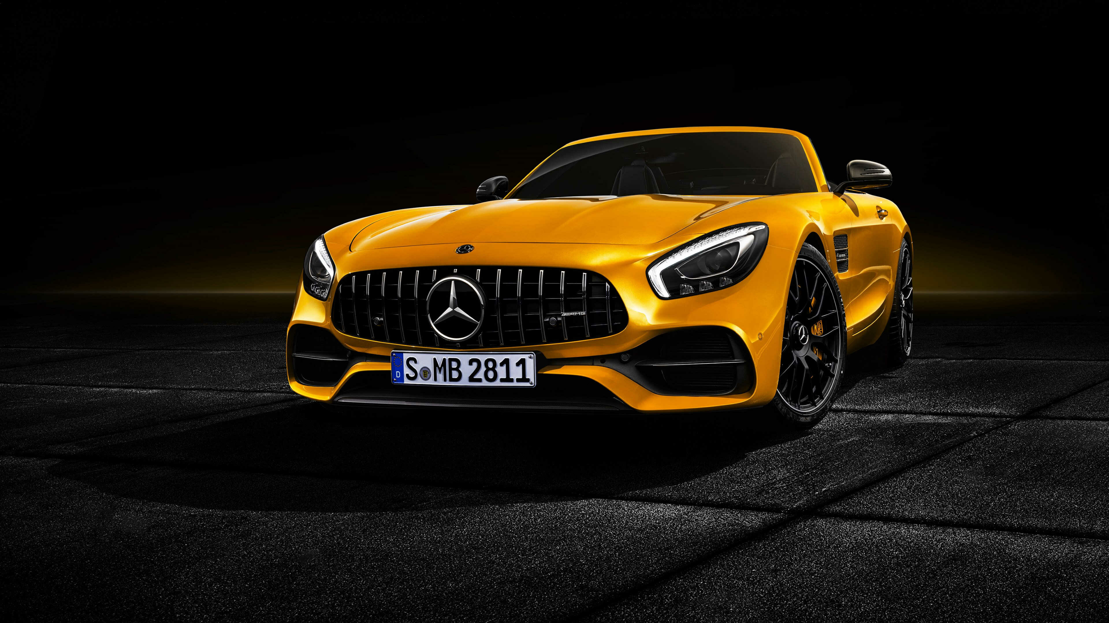 Mercedes-Benz: AMG GT S Roadster Yellow, Sport car, Grand tourer. 3840x2160 4K Background.