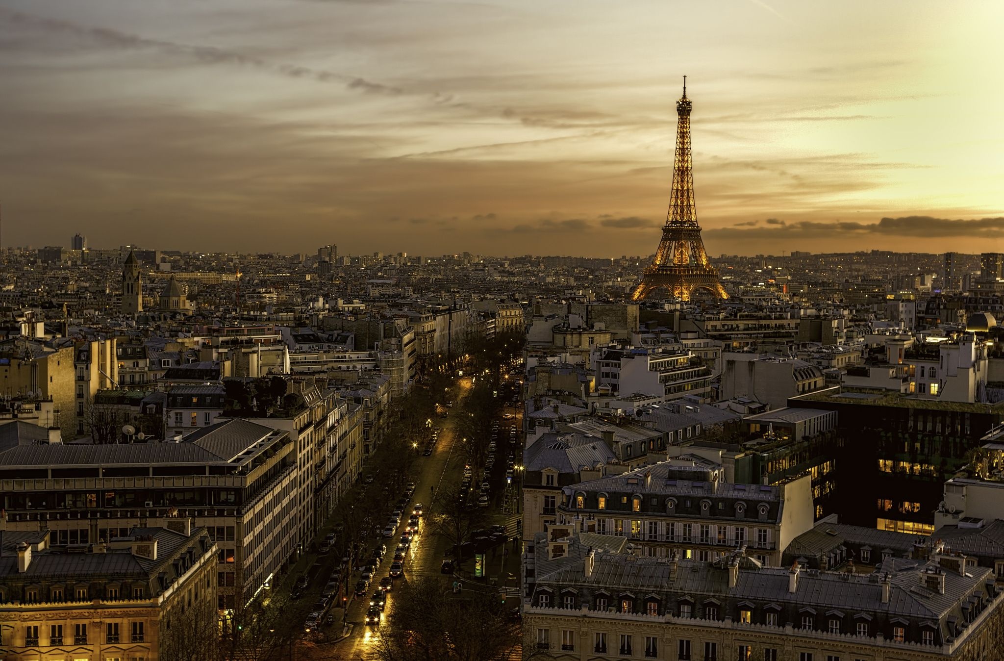 Paris Skyline, Travels, Night cityscape, Romantic charm, 2050x1350 HD Desktop