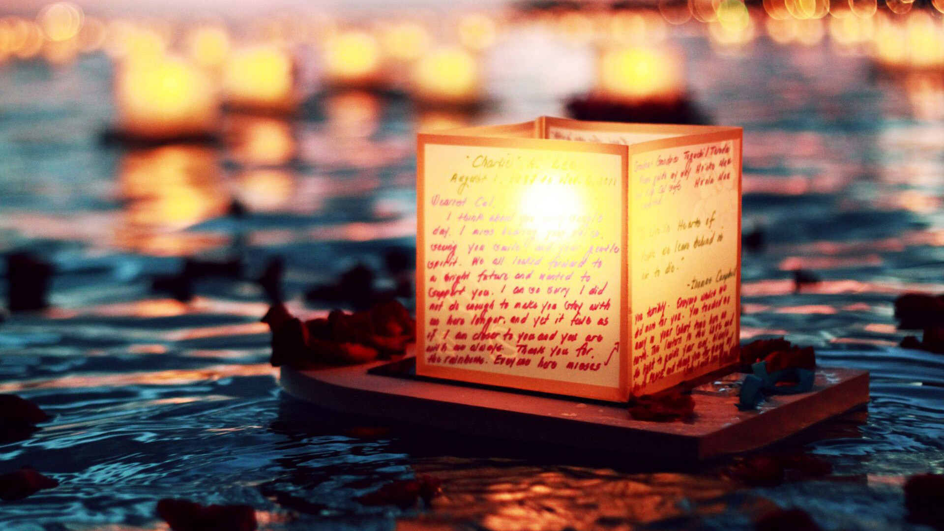Lanterns: Hand-held light with a see-through case, Water lamp. 1920x1080 Full HD Background.