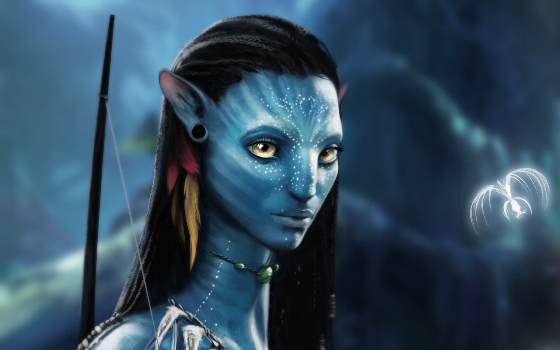 Avatar: Zoe Saldana as Neytiri, the daughter of the leaders of the Omaticaya. 1920x1200 HD Background.