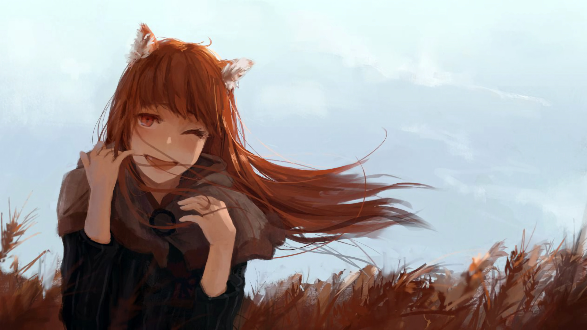 Spice and Wolf (Anime): Living for many centuries, Great hearing. 1920x1080 Full HD Background.