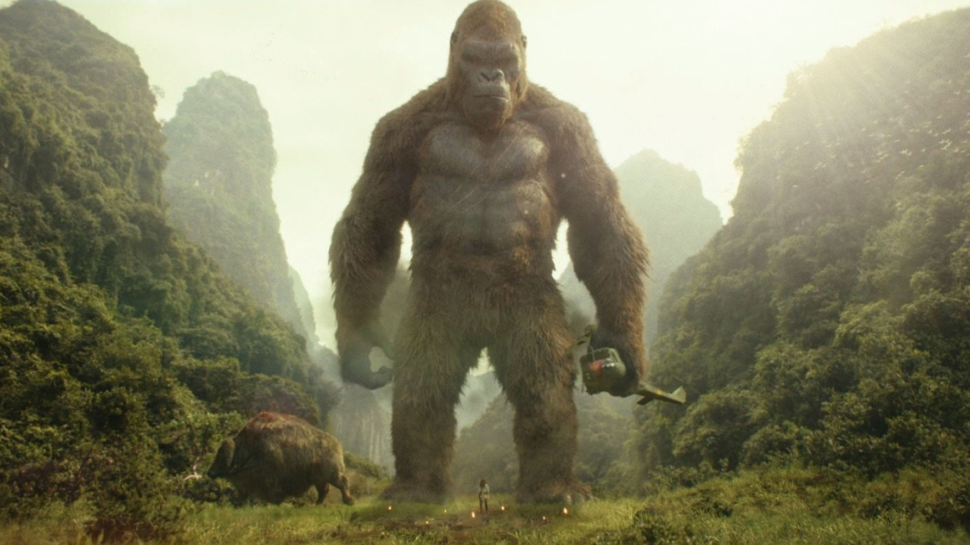 King Kong: Giant God of Skull Island, The-Mountain-Who-Thunders-Death, 2017 movie. 1920x1080 Full HD Background.