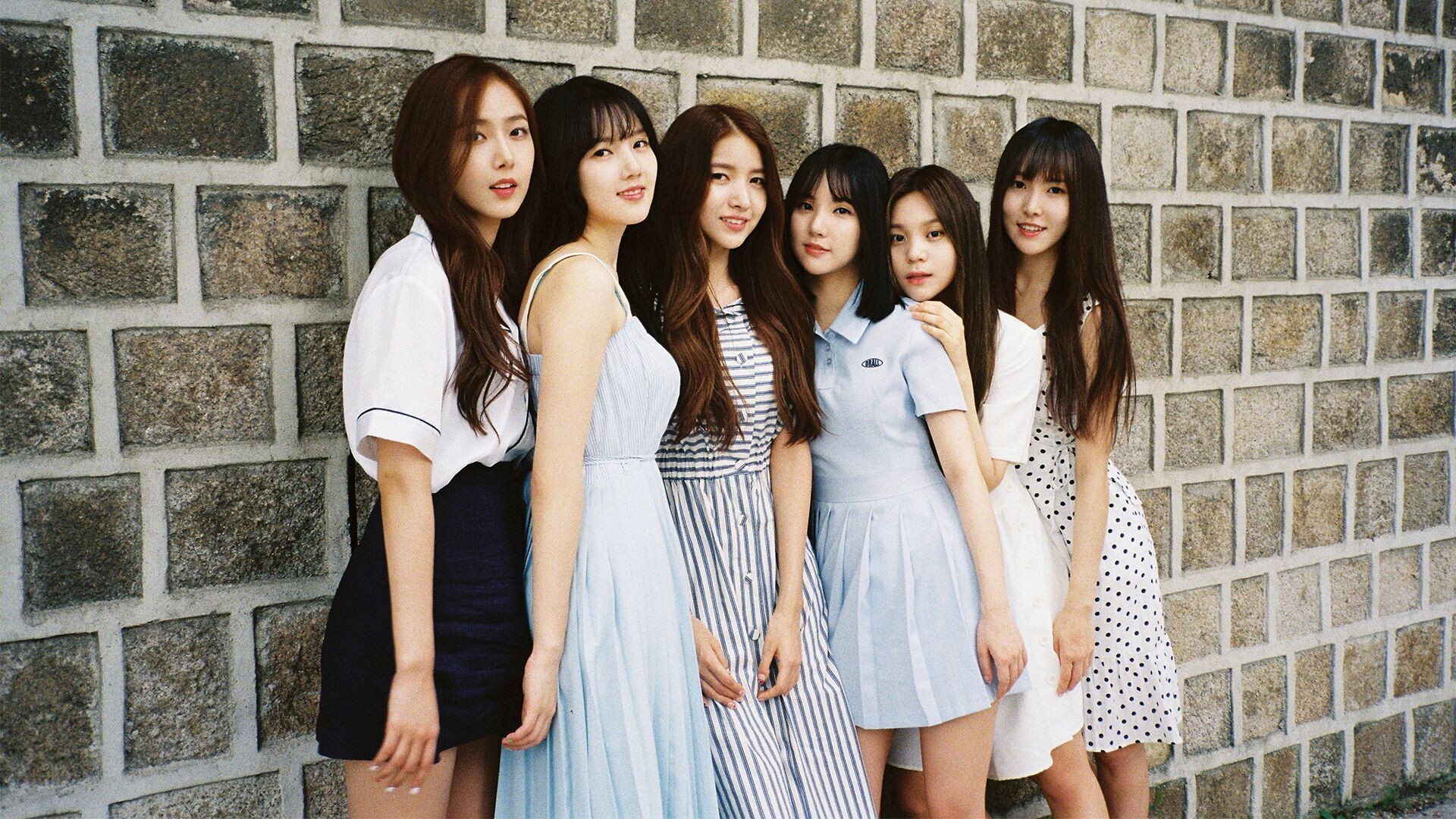 GFriend: Umji, Eunha, Yuju, SinB, Yerin, and Sowon - the former members of the Korean popular music band. 1920x1080 Full HD Background.