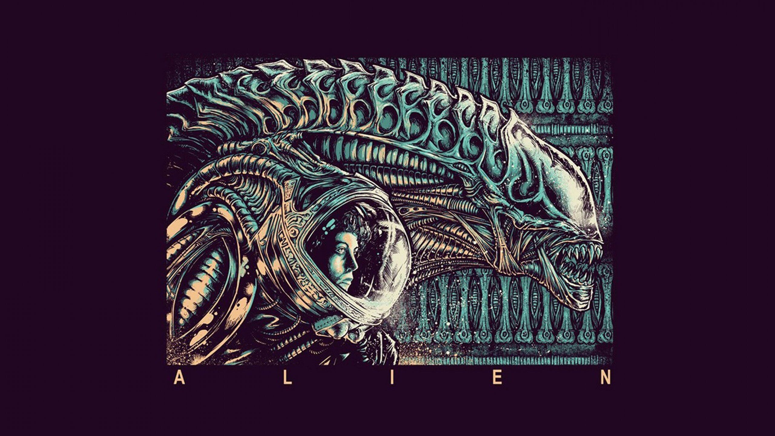 H.R. Giger: Alien, A Science Fiction Horror Film, Ridley Scott, Dan O'Bannon, 20th Century Fox, 1979. 2560x1440 HD Wallpaper.