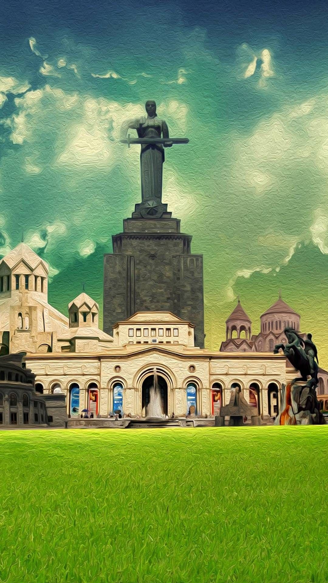 Armenia drawings, Yerevan landmarks, Artistic wallpapers, Creative designs, 1080x1920 Full HD Phone
