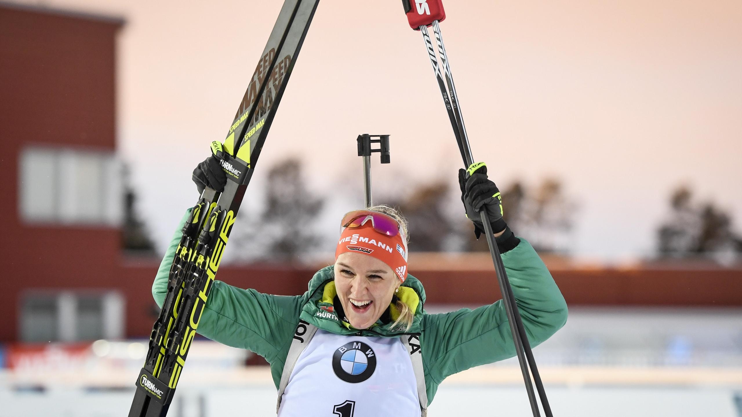 Denise Herrmann, Double win, Ostersund biathlon, 2560x1440 HD Desktop