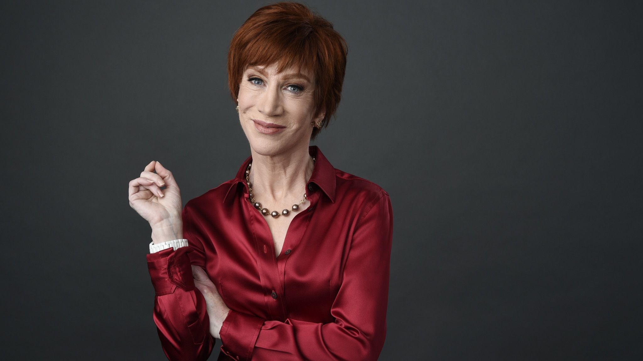 Kathy Griffin: Late-night talk show “Kathy” on Bravo, Matter-of-fact humor. 2050x1160 HD Wallpaper.
