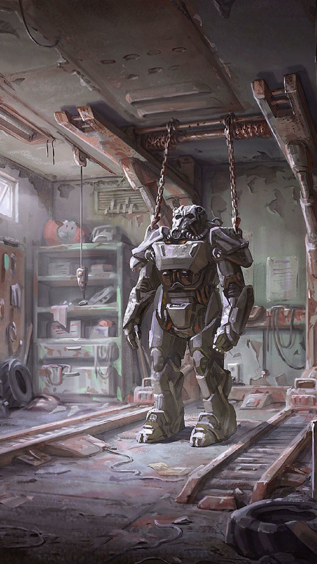 Fallout: FO4, Power Armor, Bethesda Game Studios. 1080x1920 Full HD Wallpaper.