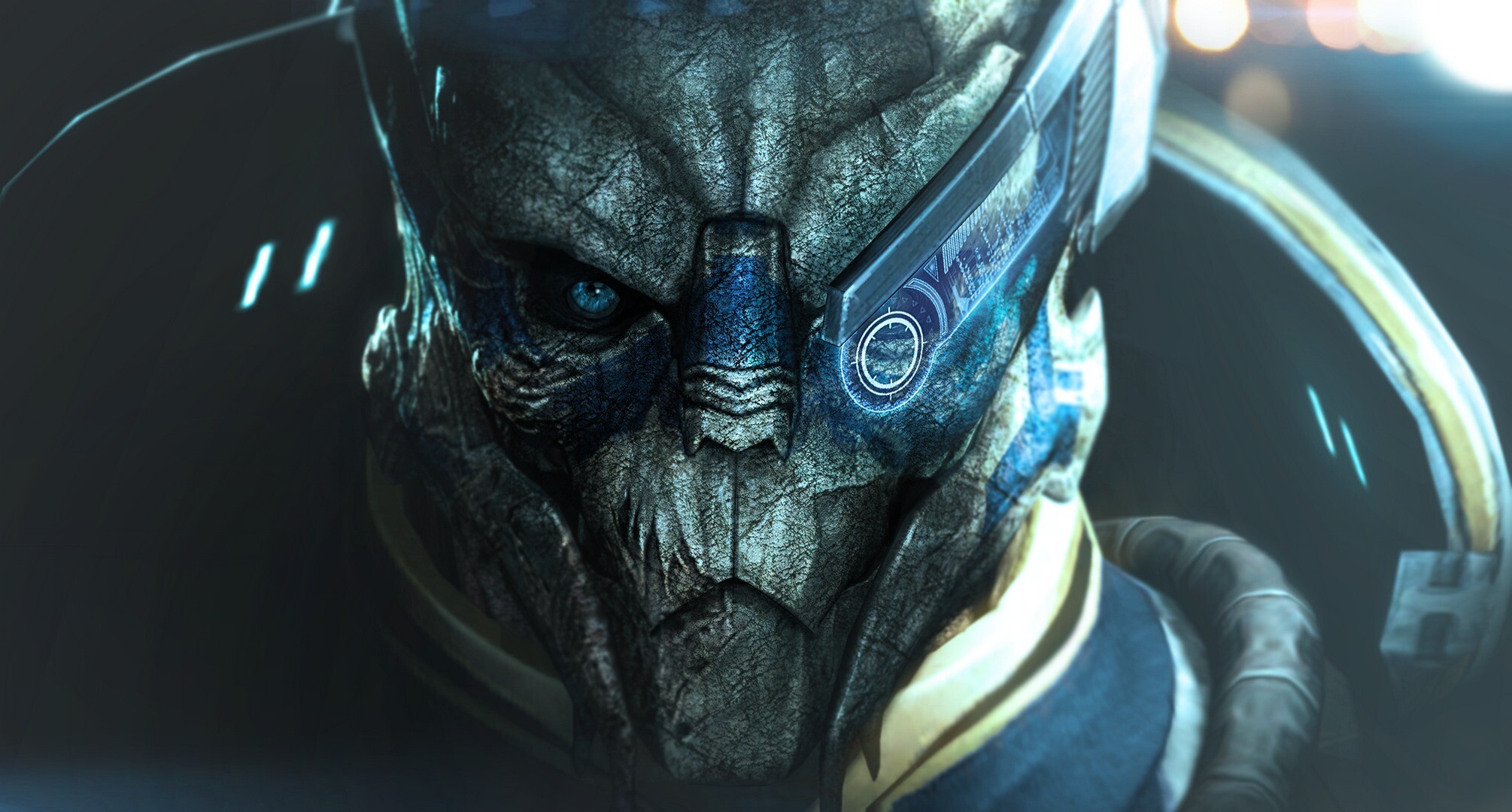 Garrus Vakarian: A Turian who fights a rogue Spectre and the army of the Reapers, Mass Effect franchise created by BioWare. 2010x1080 HD Background.