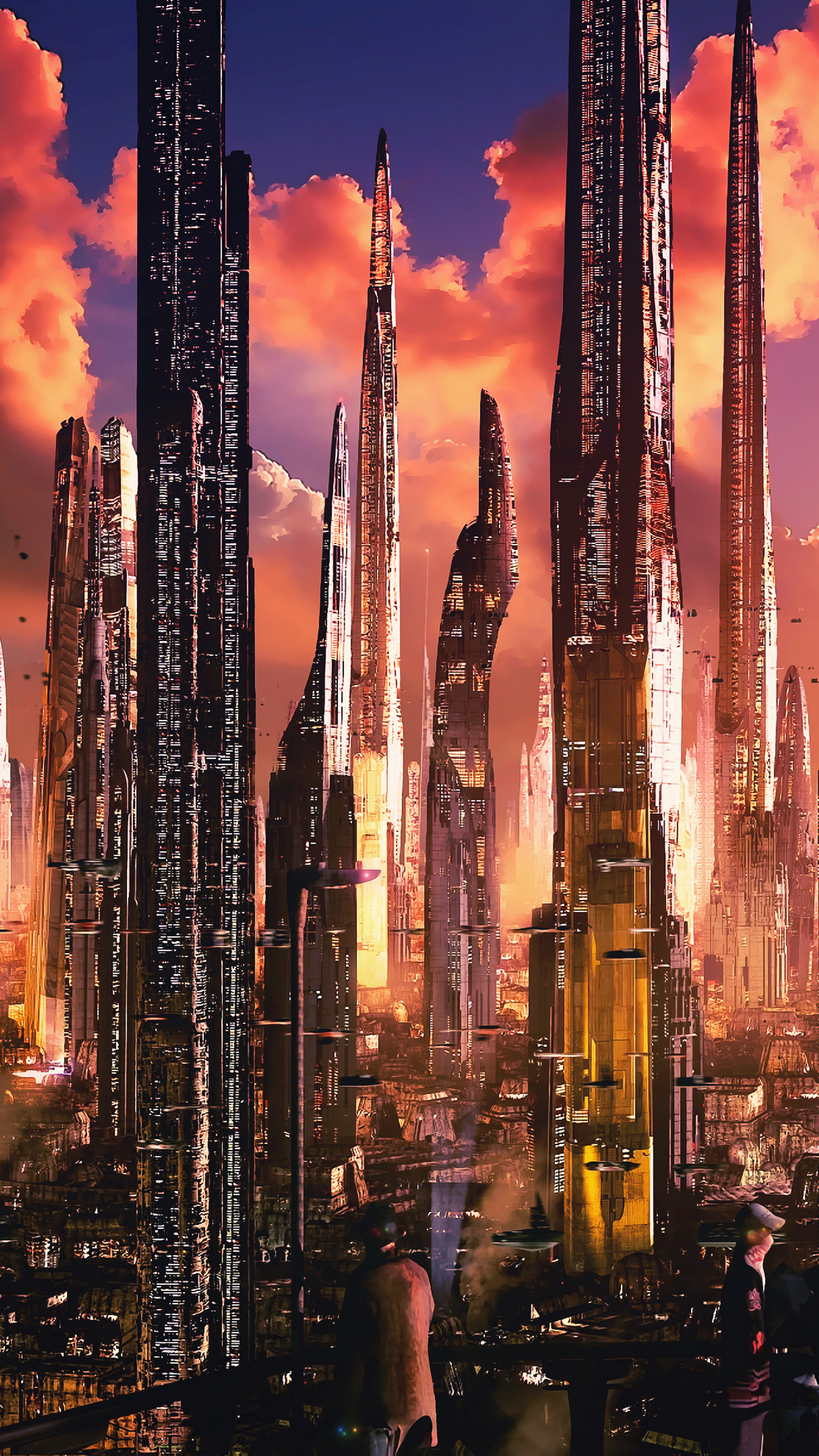 Futuristic city tall buildings, Concept art, Sony Xperia, 2160x3840 4K Phone