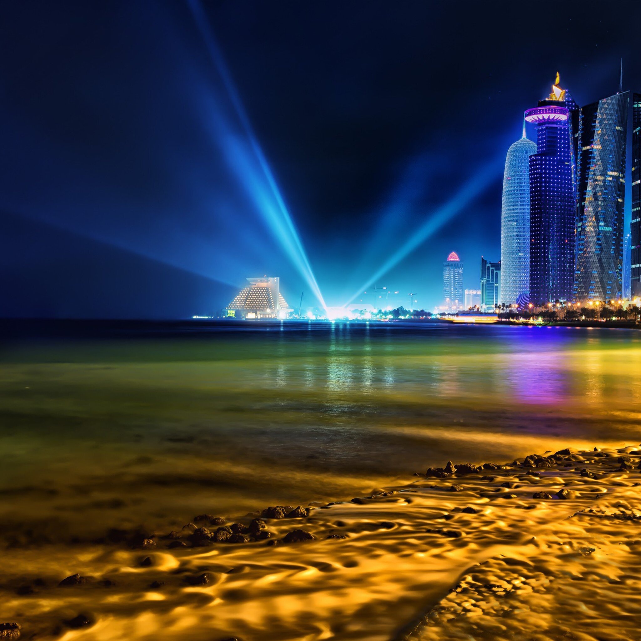 Doha, Qatar, Skyline view, iPad Air wallpaper, 2050x2050 HD Handy