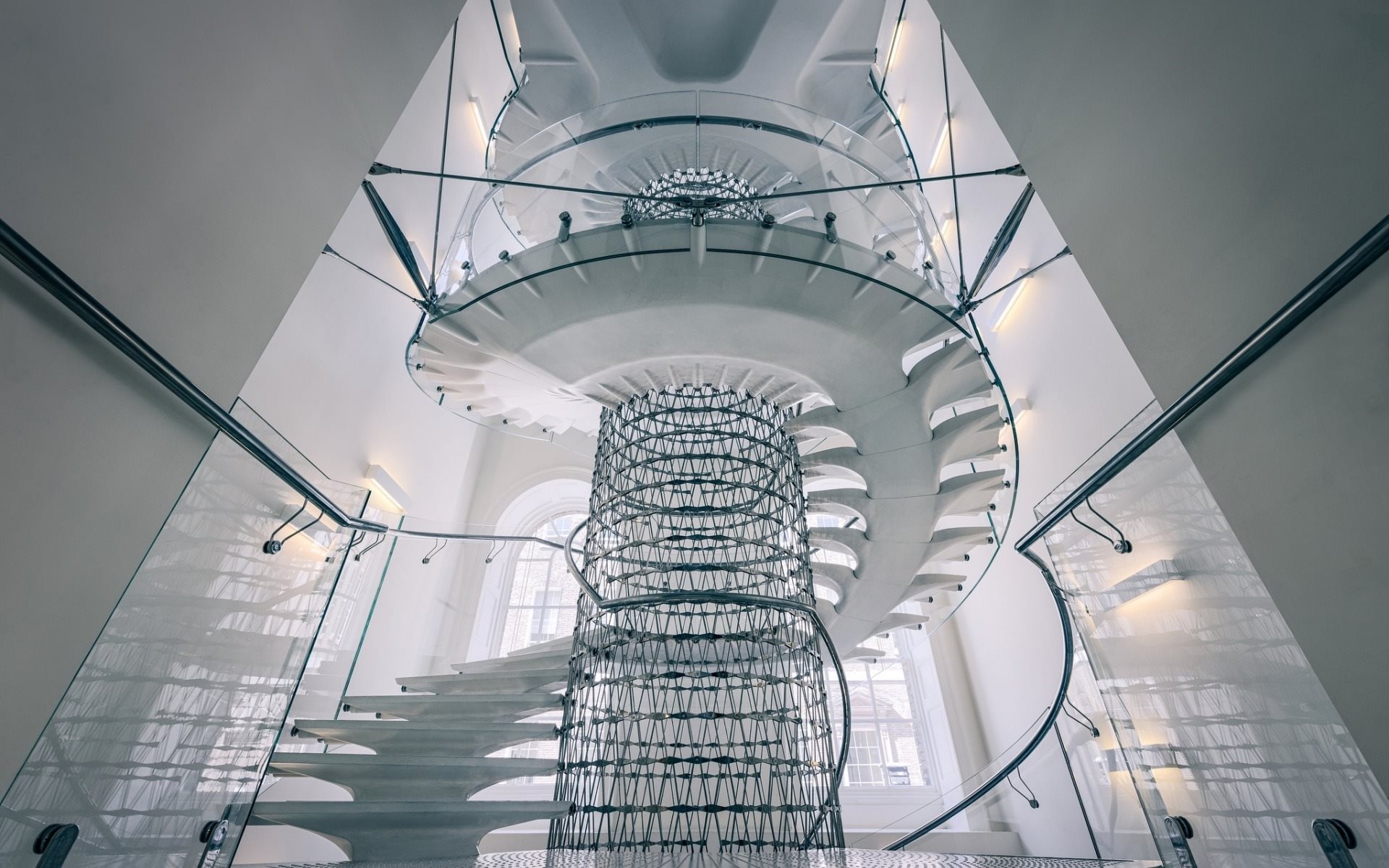 Download wallpaper spiral staircase, Somerset House, White staircase, 1920x1200 HD Desktop