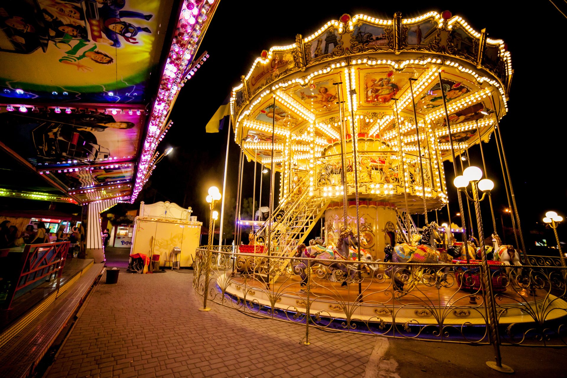 Amusement Park: An area planned as a leisure attraction, Merry-Go-Round. 1920x1280 HD Background.