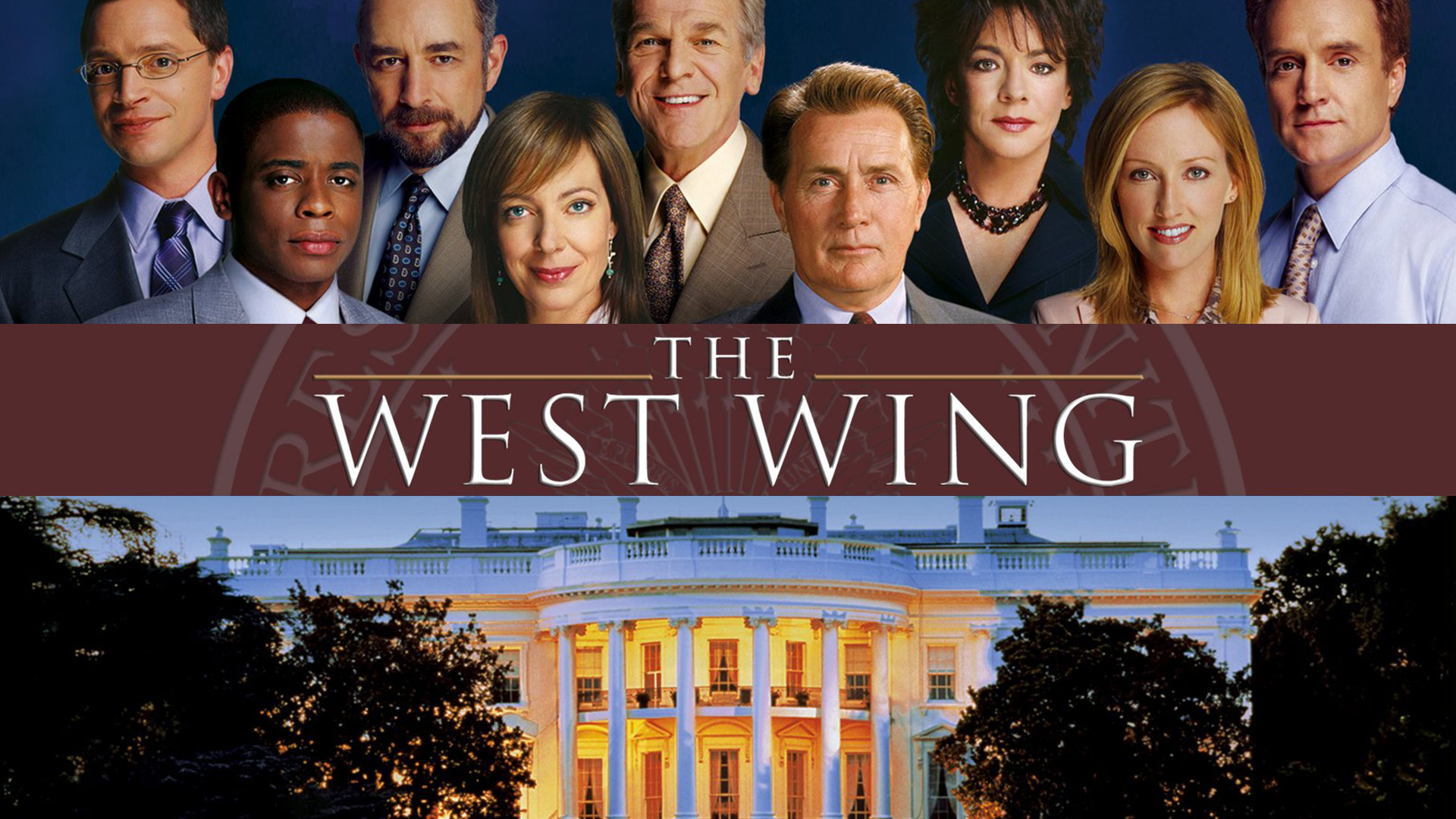 The West Wing (TV Series): The season 5 poster with the main cast, Martin Sheen, John Spencer, Richard Schiff. 1920x1080 Full HD Wallpaper.