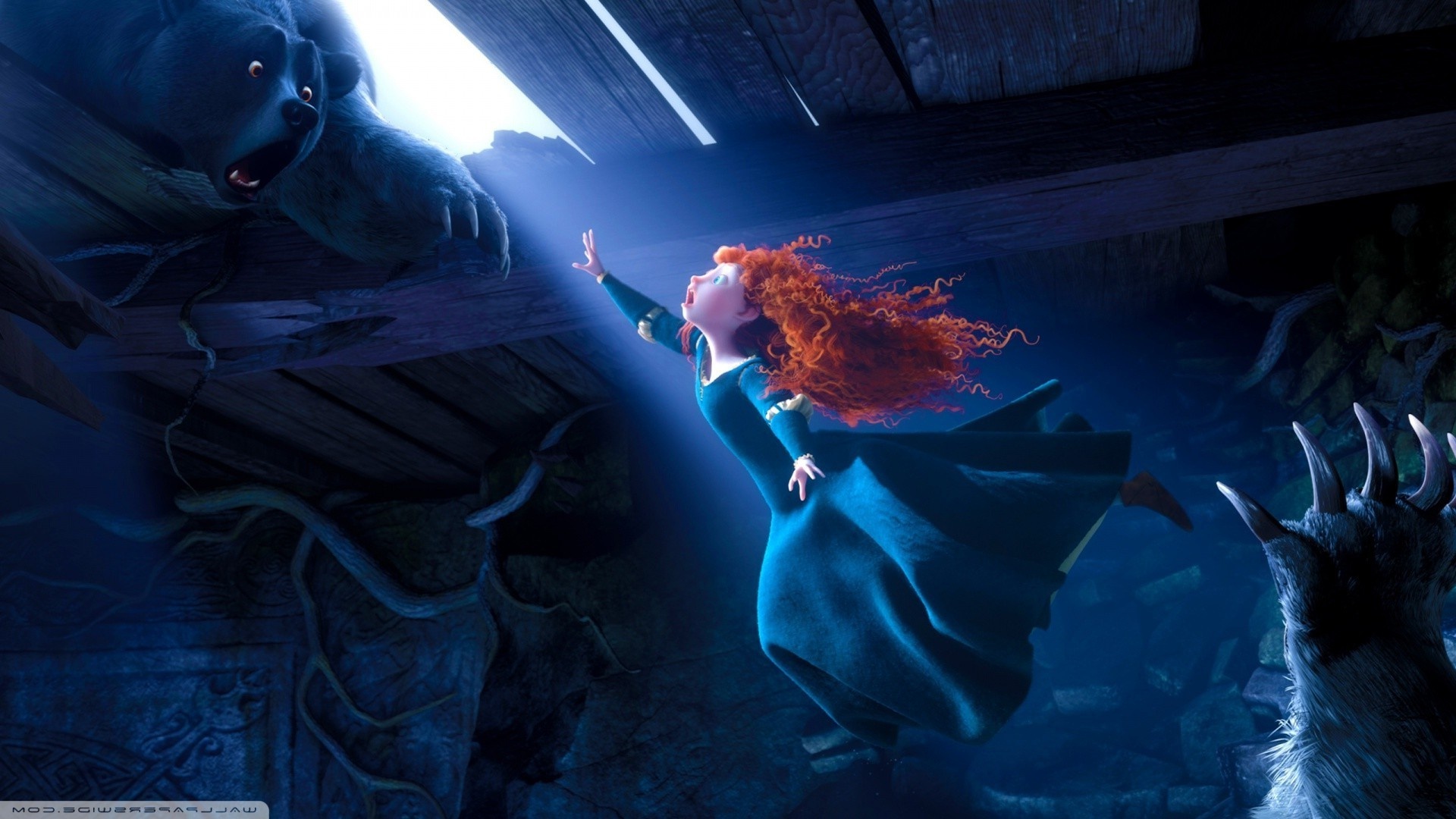 Brave (Disney): The story of a skilled archer named Merida who defies an age-old custom, causing chaos in her kingdom. 1920x1080 Full HD Wallpaper.