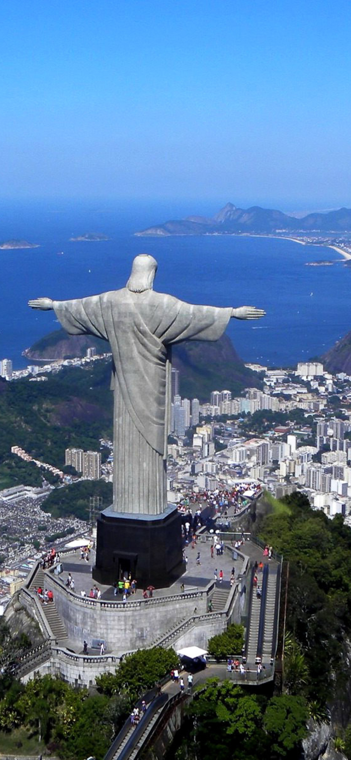 Rio de Janeiro, Statue, Mobile wallpapers, Digital artwork, 1170x2540 HD Phone