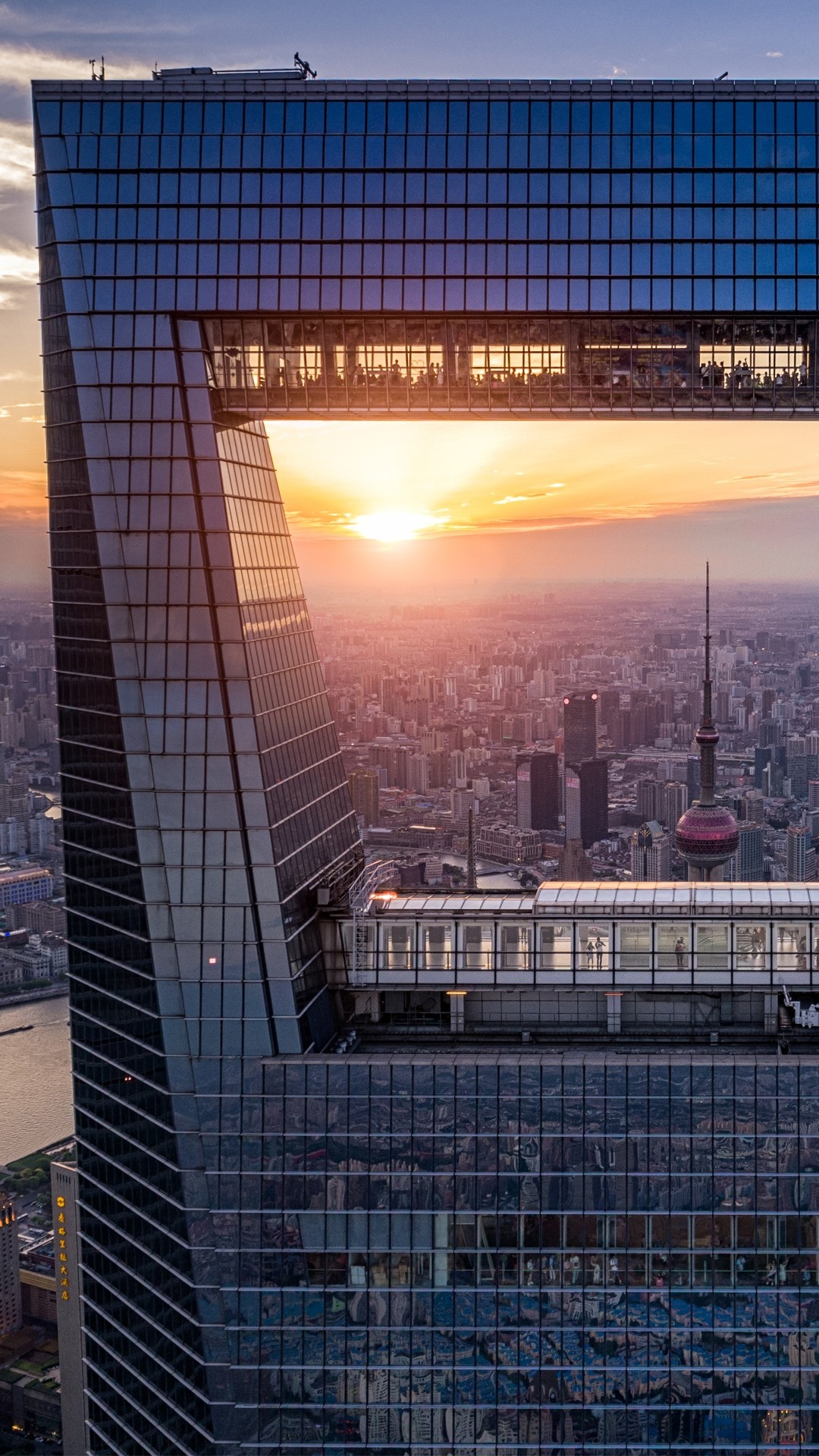 Shanghai World Financial Center, Windows 10 spotlight, China, Illuminated cityscape, 1080x1920 Full HD Phone