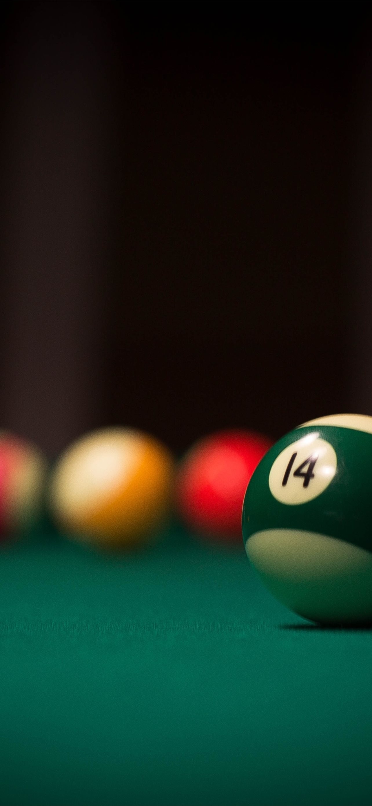 Billiards: Billiard room, An object ball that is used in a classic American eight-ball style of cue sports. 1290x2780 HD Wallpaper.