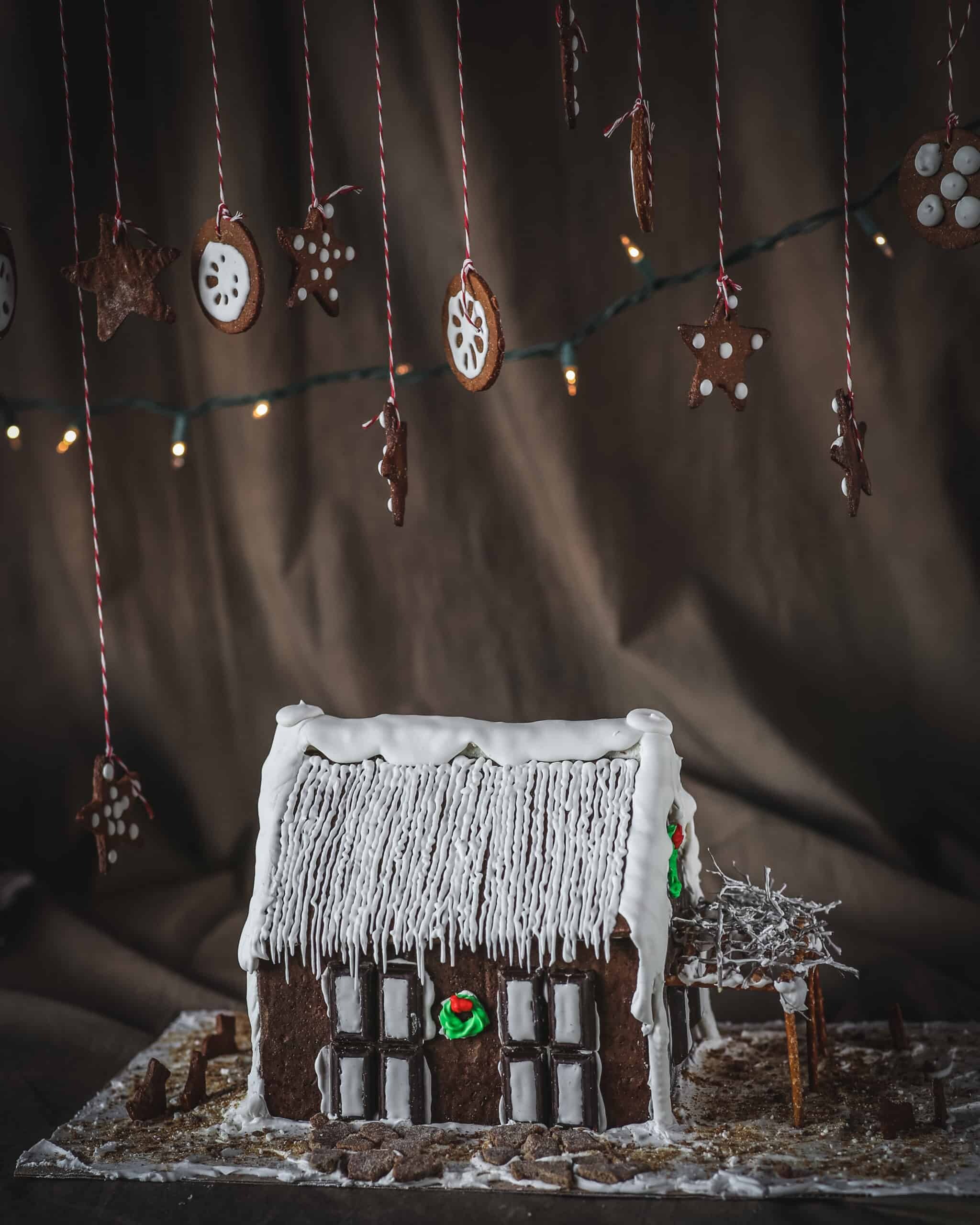 Gingerbread House: Christmas snow icing, Bakery, Cookies, Hand-made confectionary, Sugar-filled winter wonderland. 2050x2560 HD Background.