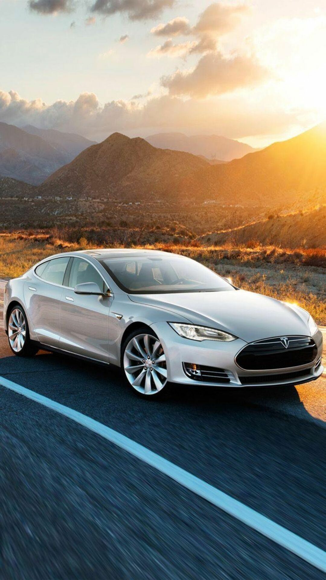 Tesla Model S: The electric-car manufacturer run by Elon Musk, A large luxury EV. 1080x1920 Full HD Background.