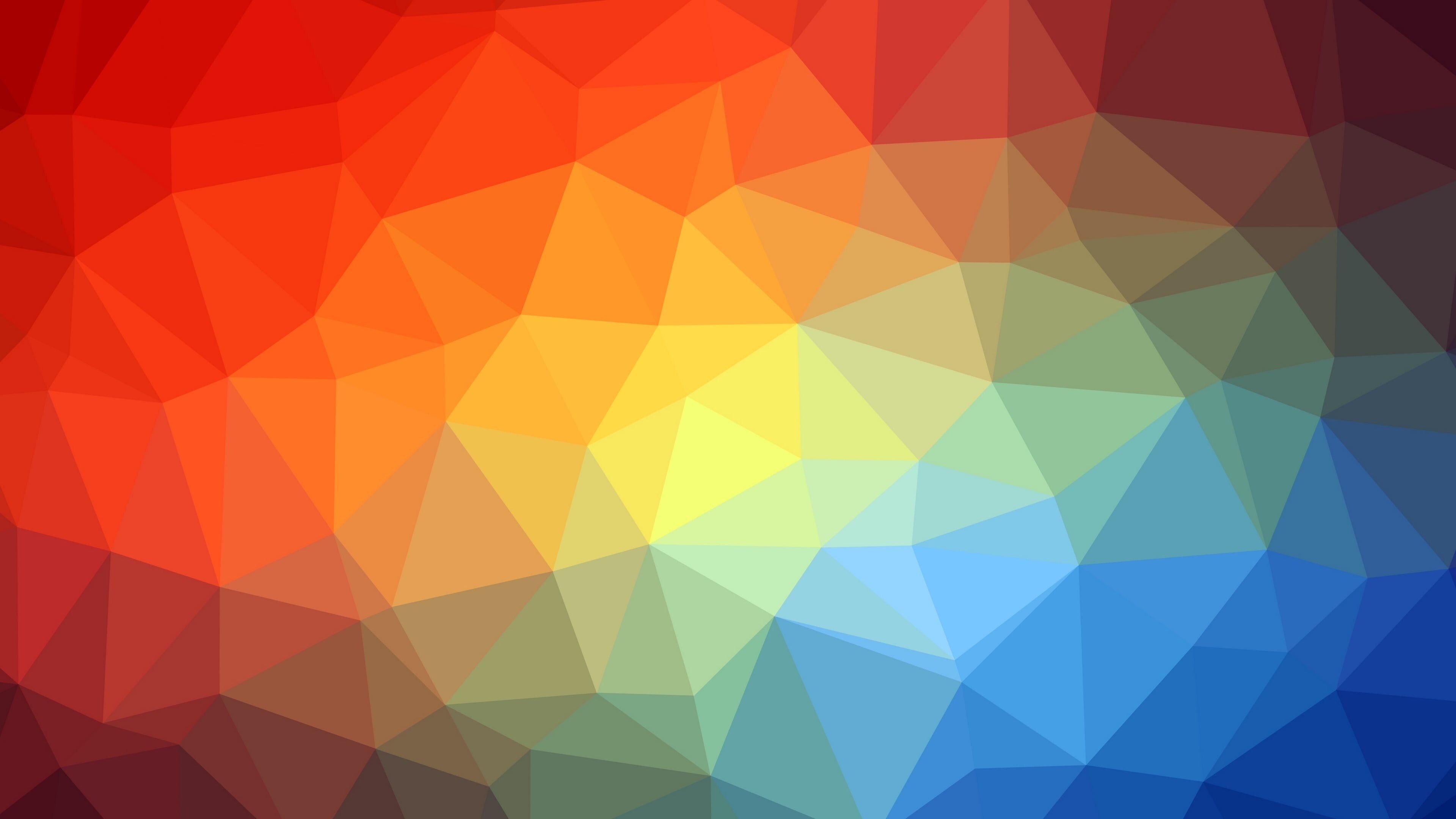 Geometric Abstract: Reflex angles, Equilateral triangles, Rainbow. 3840x2160 4K Background.