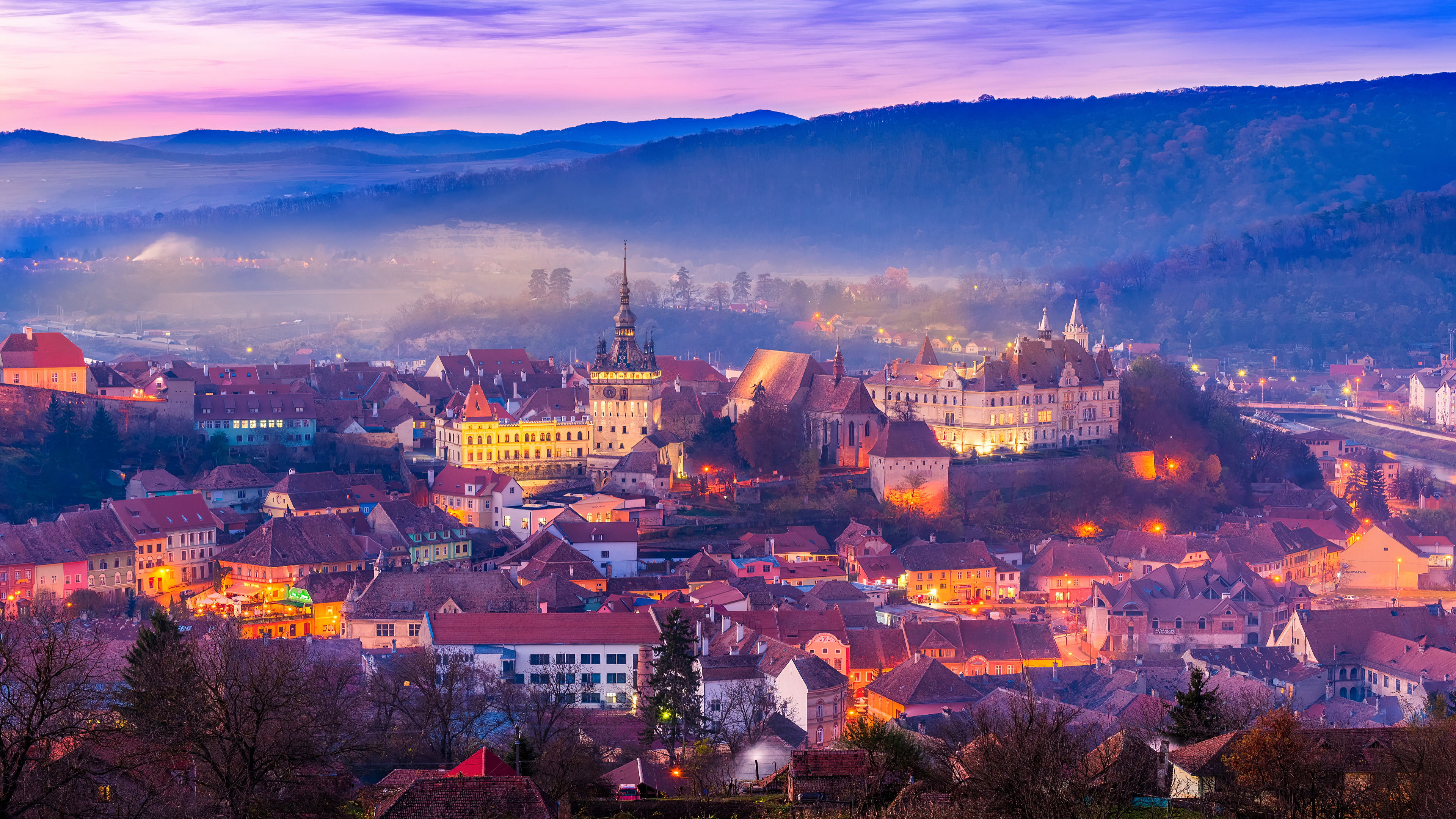 Medieval fortress Sighisoara, Transylvania, 3840x2160 4K Desktop