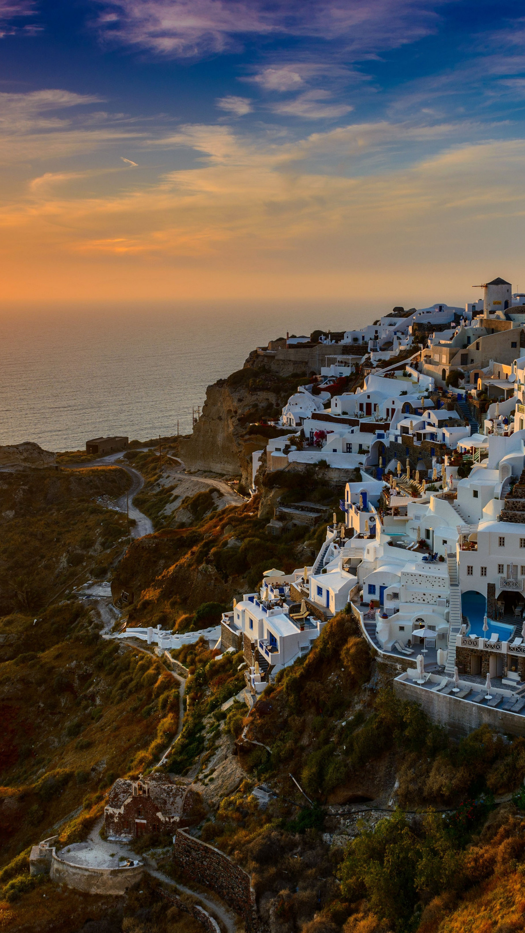 Sunset beauty, Aegean sea, Greek island paradise, Desktop wallpaper download, 1080x1920 Full HD Phone
